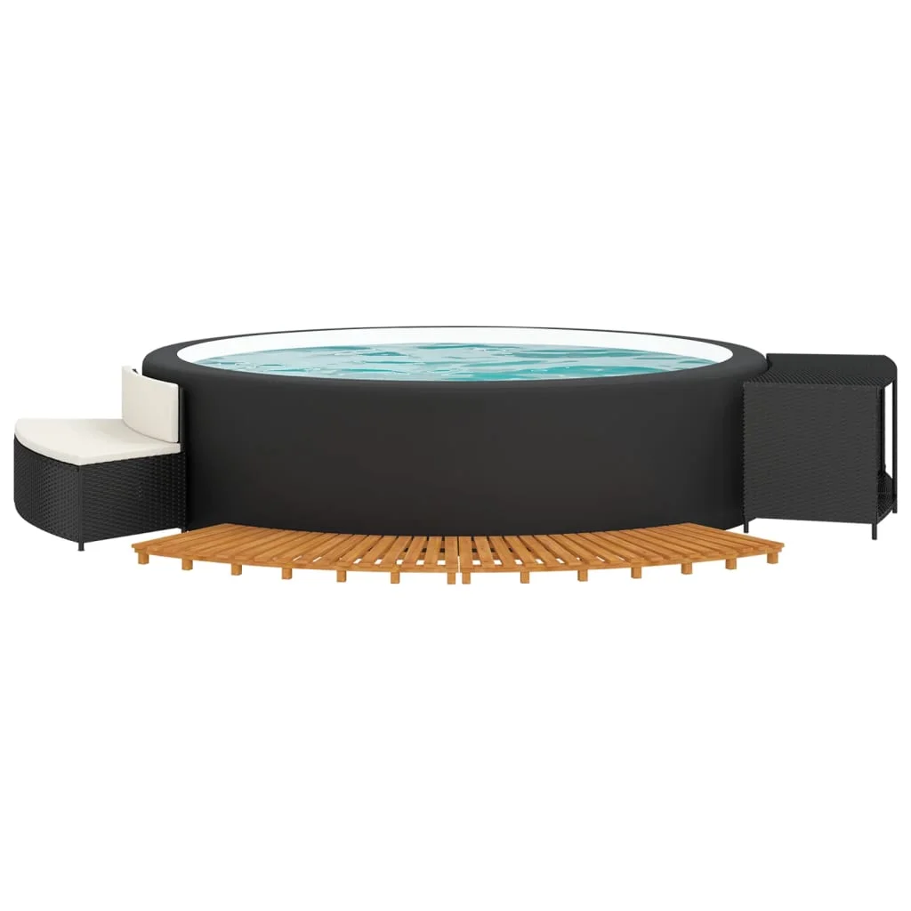 vidaXL Spa Surround Black Poly Rattan and Solid Wood Acacia - Cheap Fitting