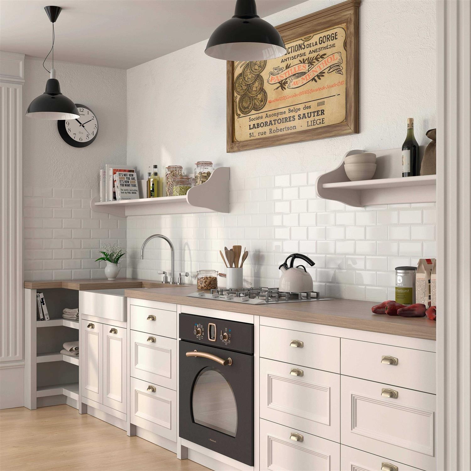 Merola Tile Crown Heights Beveled 3 in. x 6 in. Glossy White Ceramic Wall Tile - Cheap Fitting