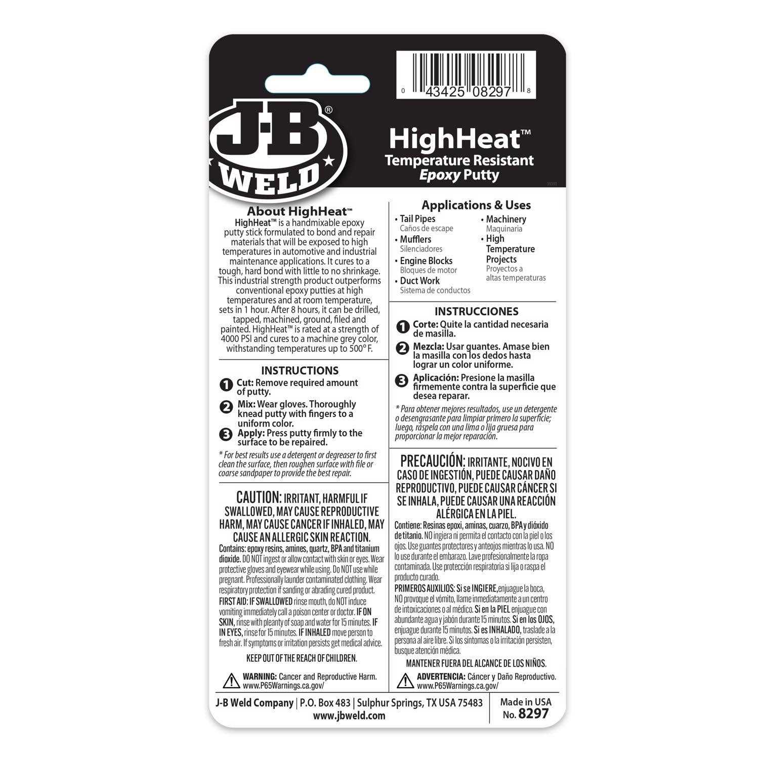 J-B Weld 8297 High Heat Epoxy Putty - Cheap Fitting