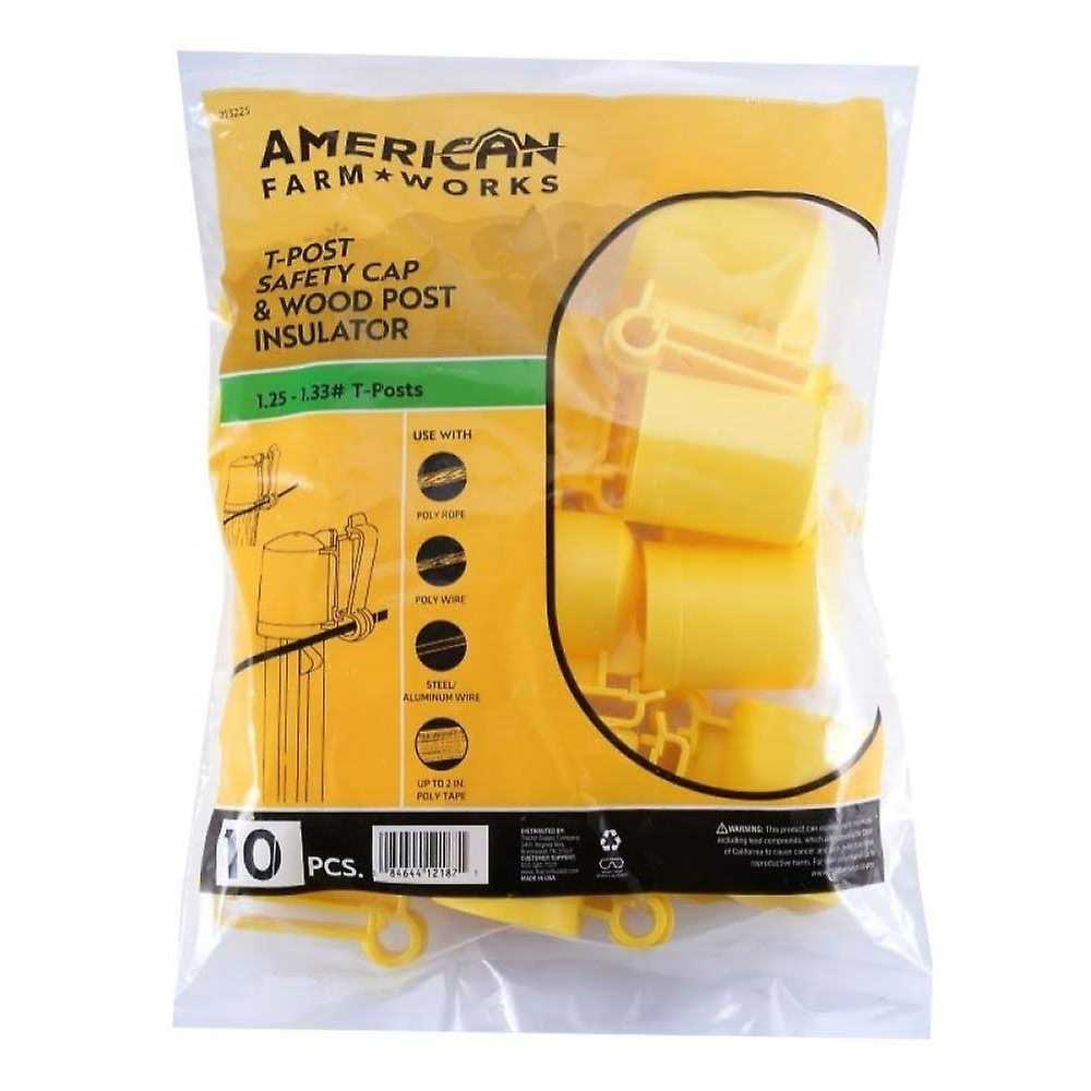 American Farm Works T-Post Safety Cap and Insulators for 1.25 and 1.33 in. Studded T-Posts 1213225 - Cheap Fitting