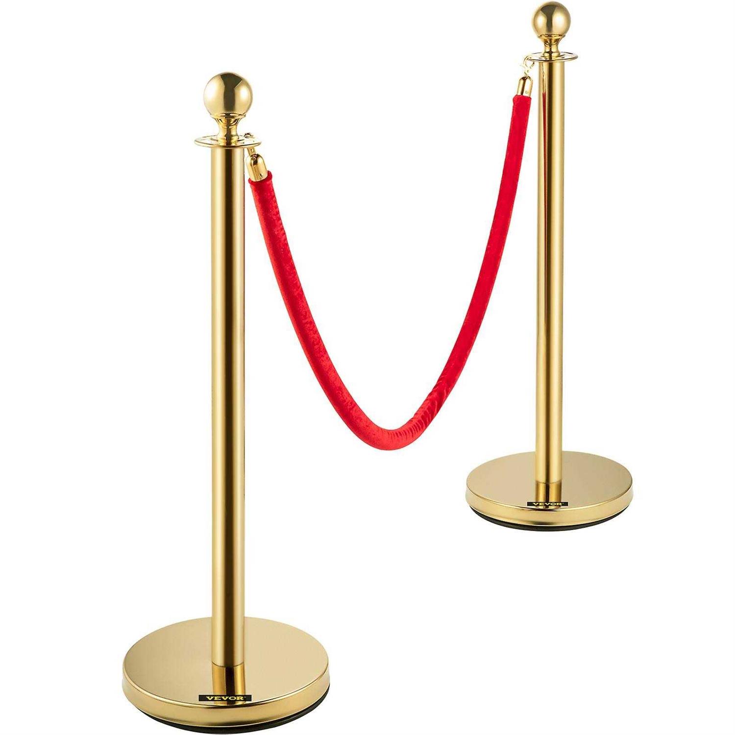 VEVOR Stainless Steel Stanchion Posts Red Velvet Ropes Gold Rope and - Cheap Fitting