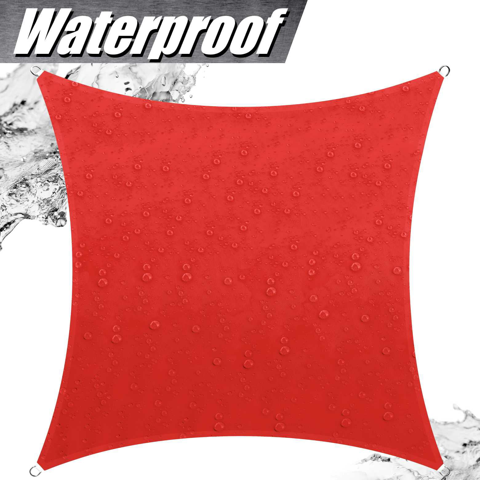 ColourTree 9.5' x 9.5' Red Square Waterproof Sun Shade Sail Canopy Awning Shelter, 95% UV Blockage UV & Water Resistant, Outdoor Patio Garden Carport (We Make Custom Size) - Cheap Fitting