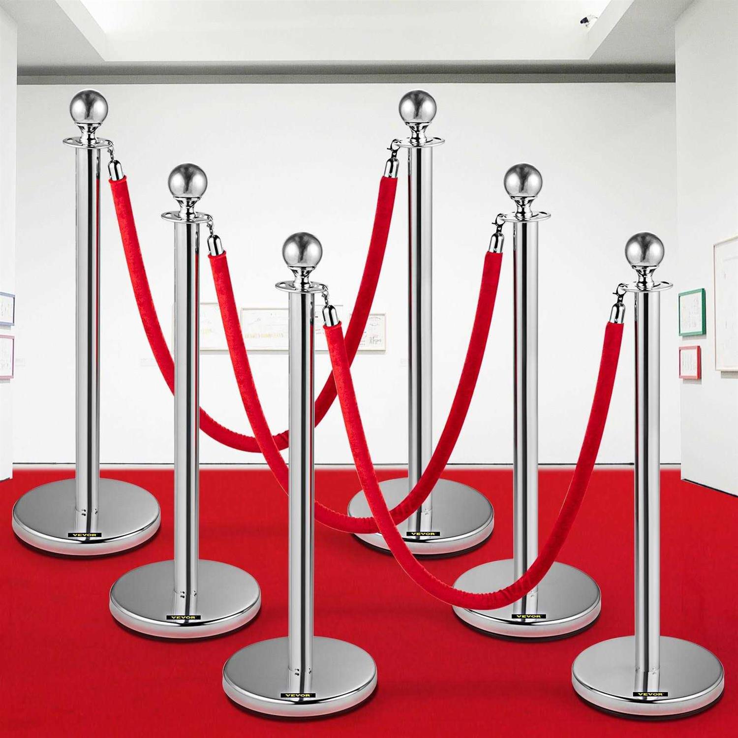 VEVOR Stainless Steel Stanchion Posts Red Velvet Ropes Gold Rope and - Cheap Fitting