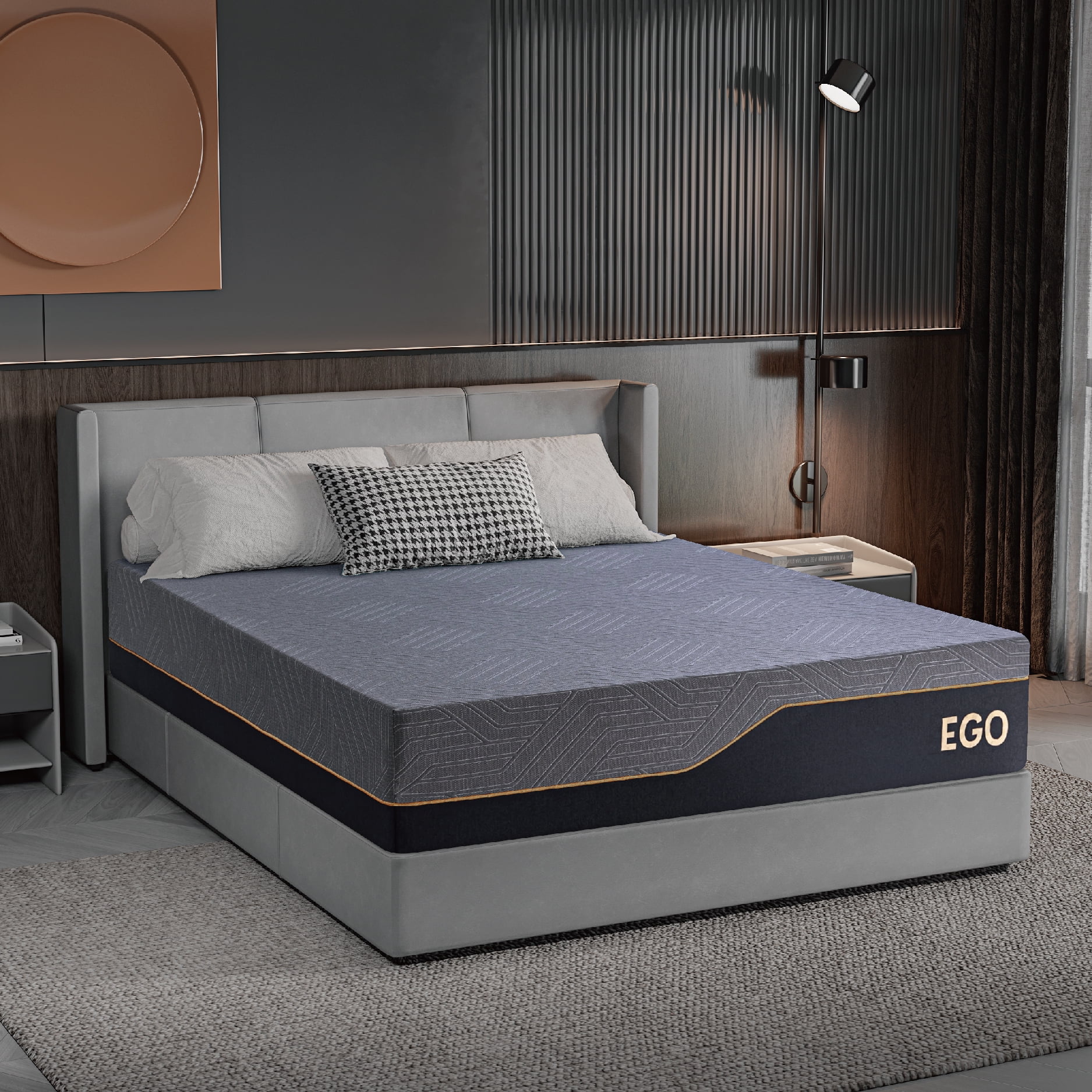 MLILY Ego Black 14 inch Queen Memory Foam Mattress, Gel Mattress in a Box, Medium - Cheap Fitting