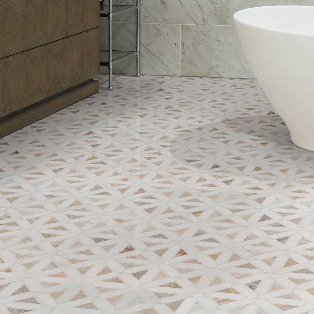 Angora Geometric 12 x 12 Polished Marble Mosaic Floor and Wall Tile MSI - Cheap Fitting