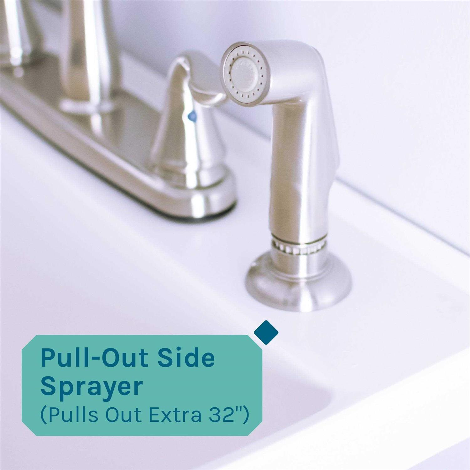 tosestores Complete 22.875 in. x 23.5 in. White Utility Sink Set with Metal Hybrid Stainless Steel High Rise Faucet Side Sprayer - Cheap Fitting