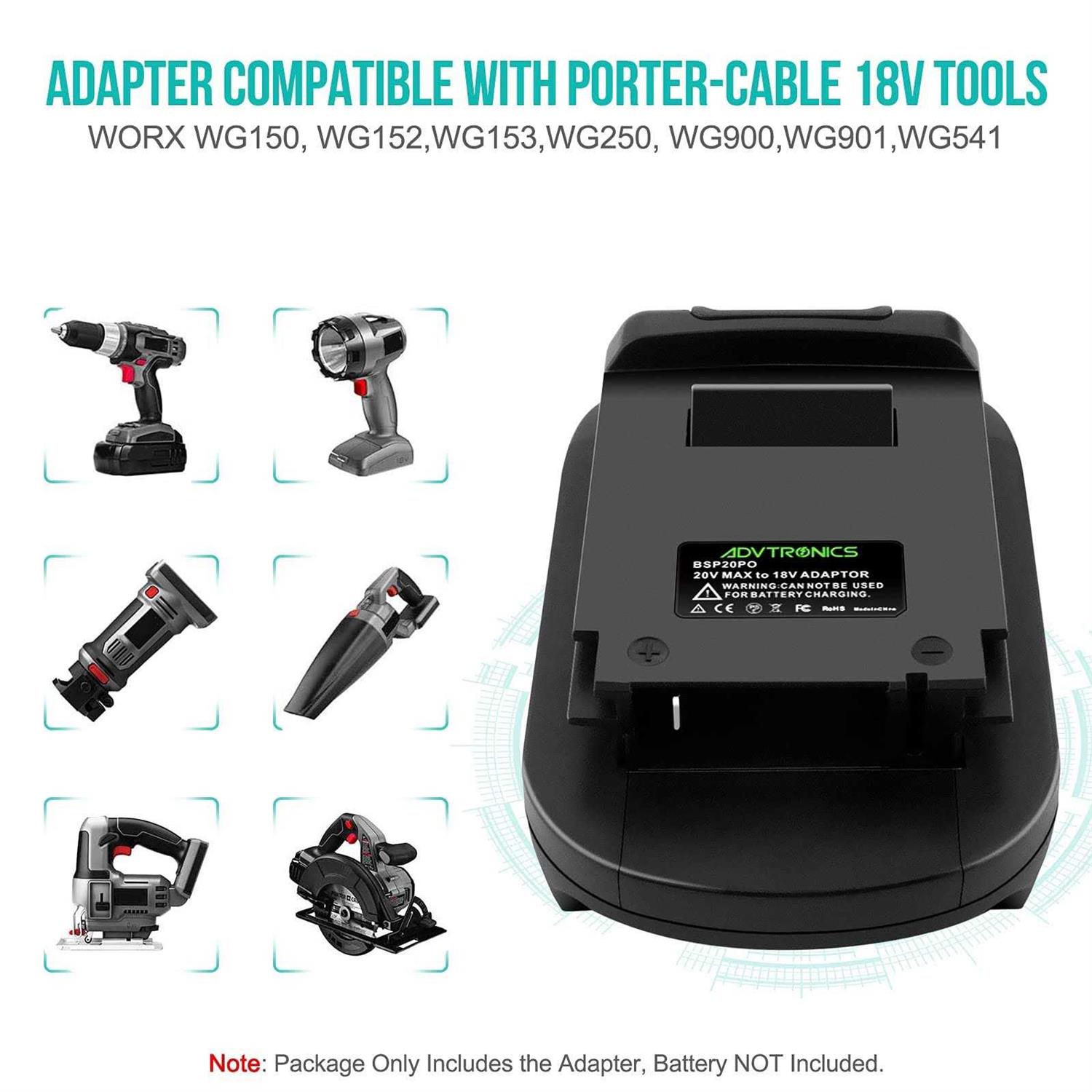 ADVTRONICS 20V Battery Adapter BSP20PO Compatible with Porter Cable 18V Tools - Cheap Fitting