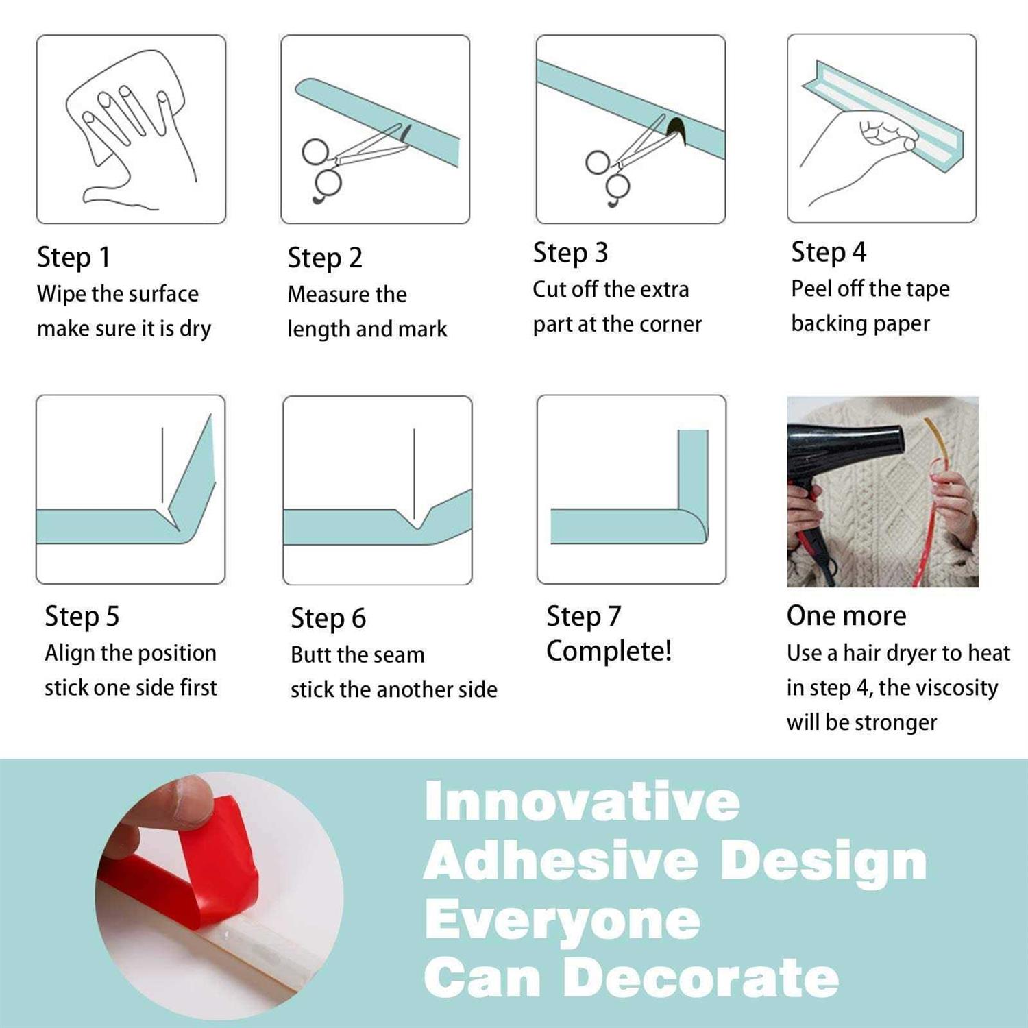 Paintable Molding Trim Peel and Stick Self-Adhesive Design Waterproof Caulk Strip for Floor Edge Wall Baseboard Countertops - Cheap Fitting