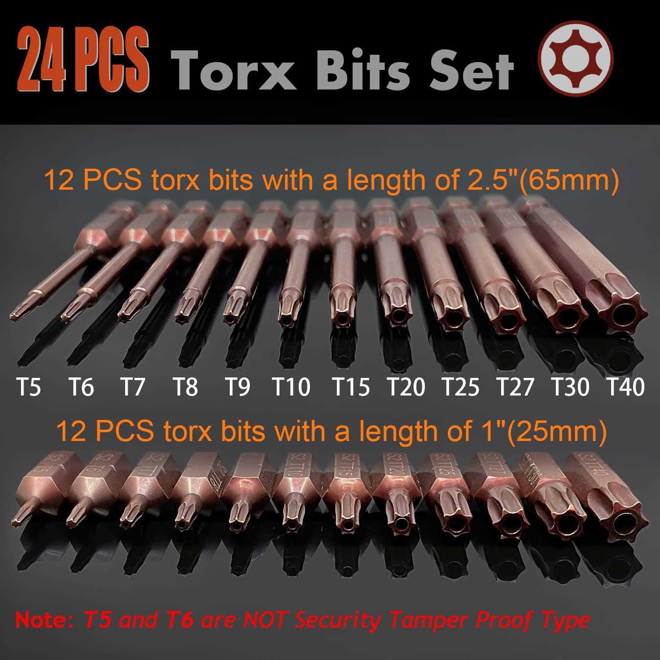Torx Bits Set PTSLKHN 24PCS Security Torx Bit Set - Cheap Fitting