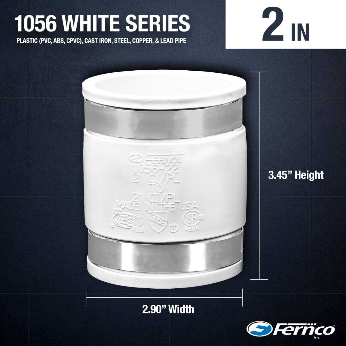 Fernco 1056-22 2 in. Flexible PVC Pipe Coupling for Cast Iron and Plastic Plumbing Connections - Cheap Fitting