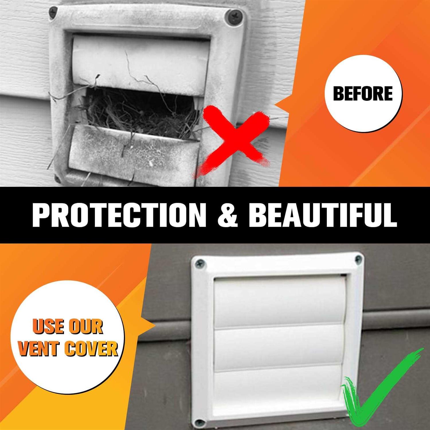 Funmit 4 Dryer Vent Cover for Exterior Wall Vent Hood Outlet Airflow Vent Dryer Air Vent with Screen Includes 4 Screw for Easy Installation - Cheap Fitting