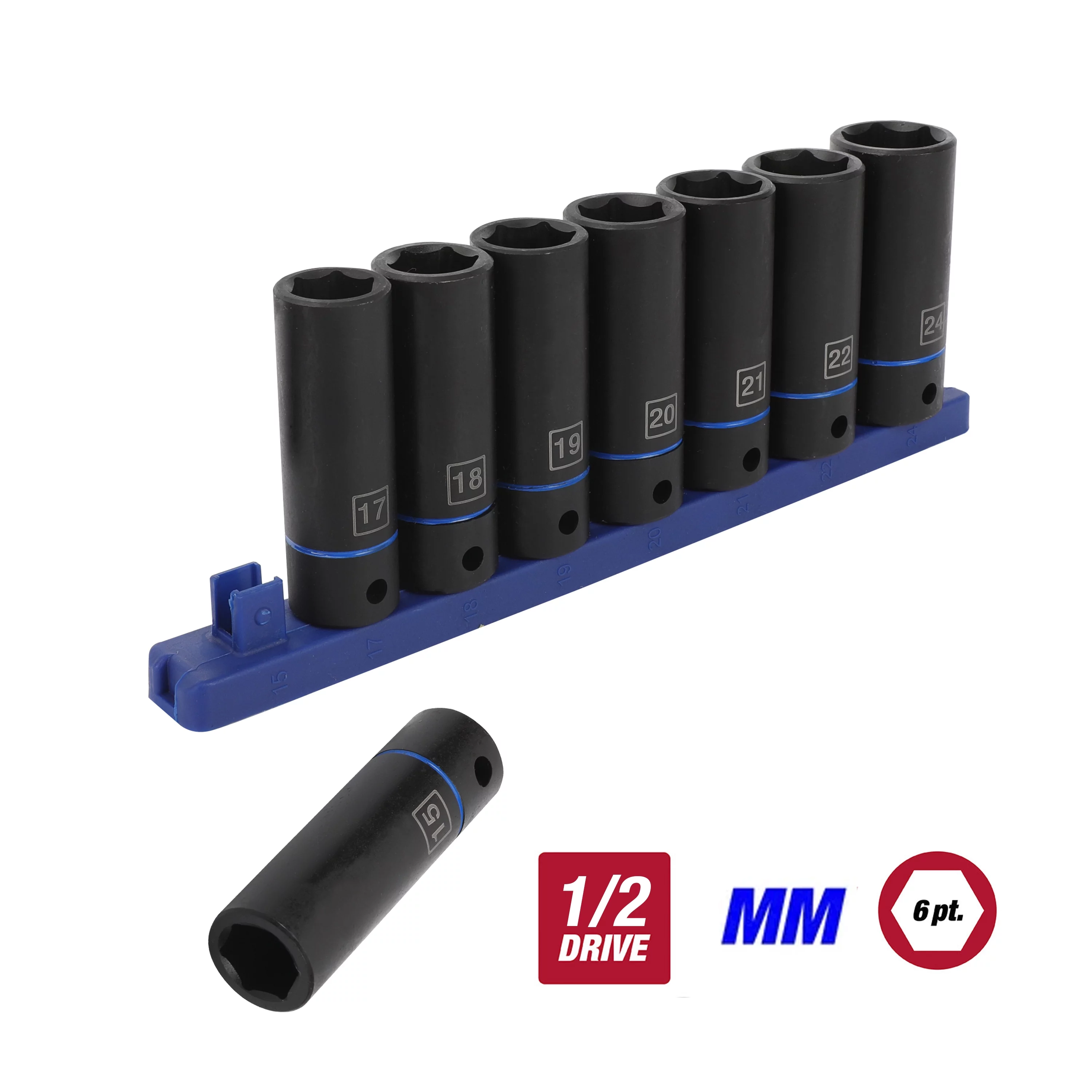 Hyper Tough 9-Piece 1/2 inch Deep and Standard Drive Impact Socket Set Bundle - Cheap Fitting