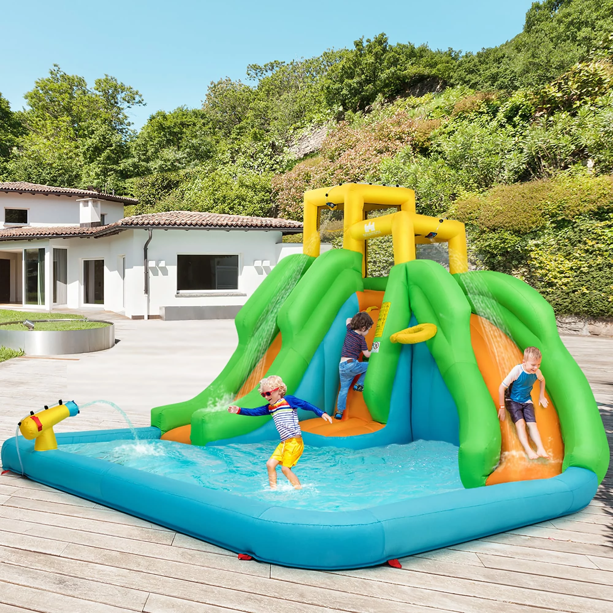6 in 1 Inflatable Water Slide Indoor Outdoor Inflatable Water Park - Cheap Fitting
