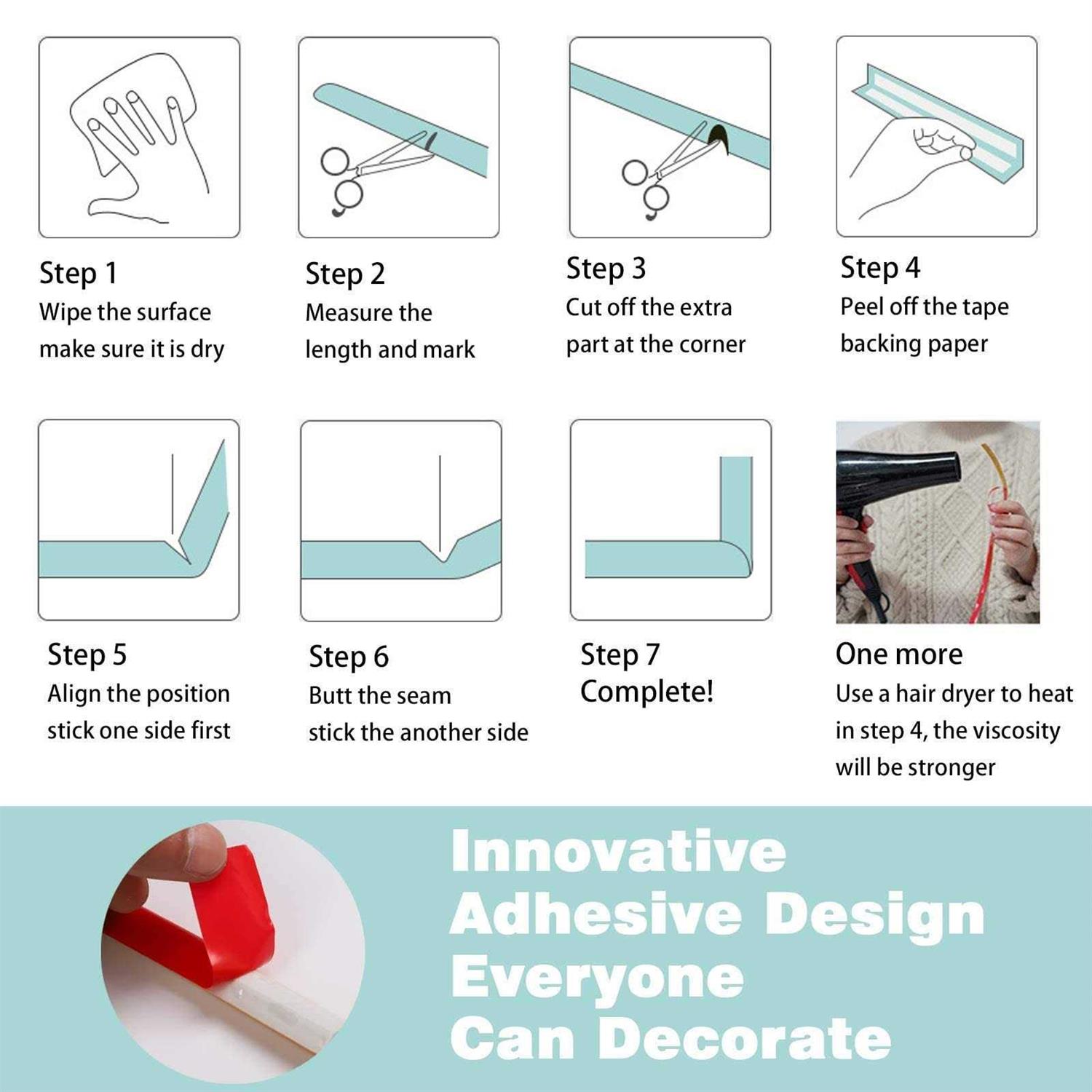 Paintable Wall Molding Trim Peel and Stick Self-Adhesive Chair Rail - Cheap Fitting