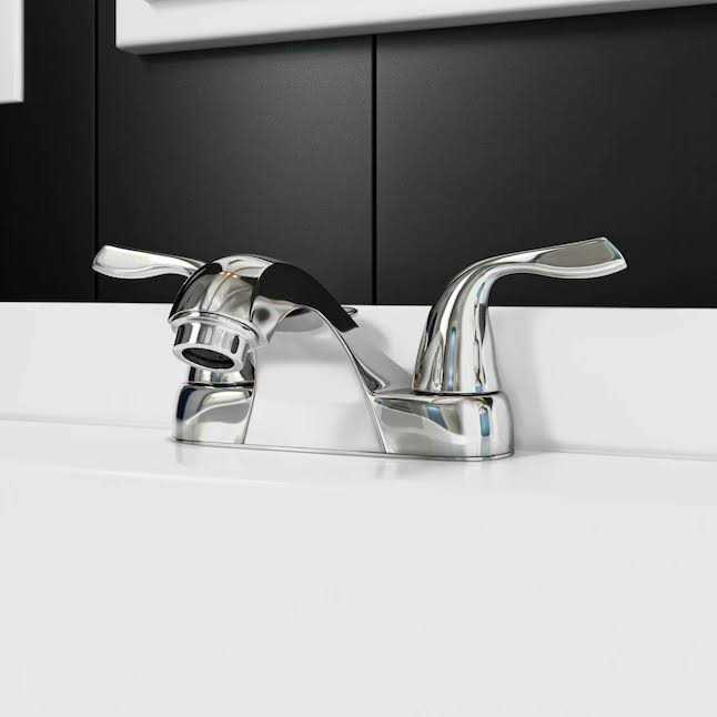 Project Source Chrome 2-handle 4-in Centerset WaterSense Bathroom Sink Faucet with Drain - Cheap Fitting