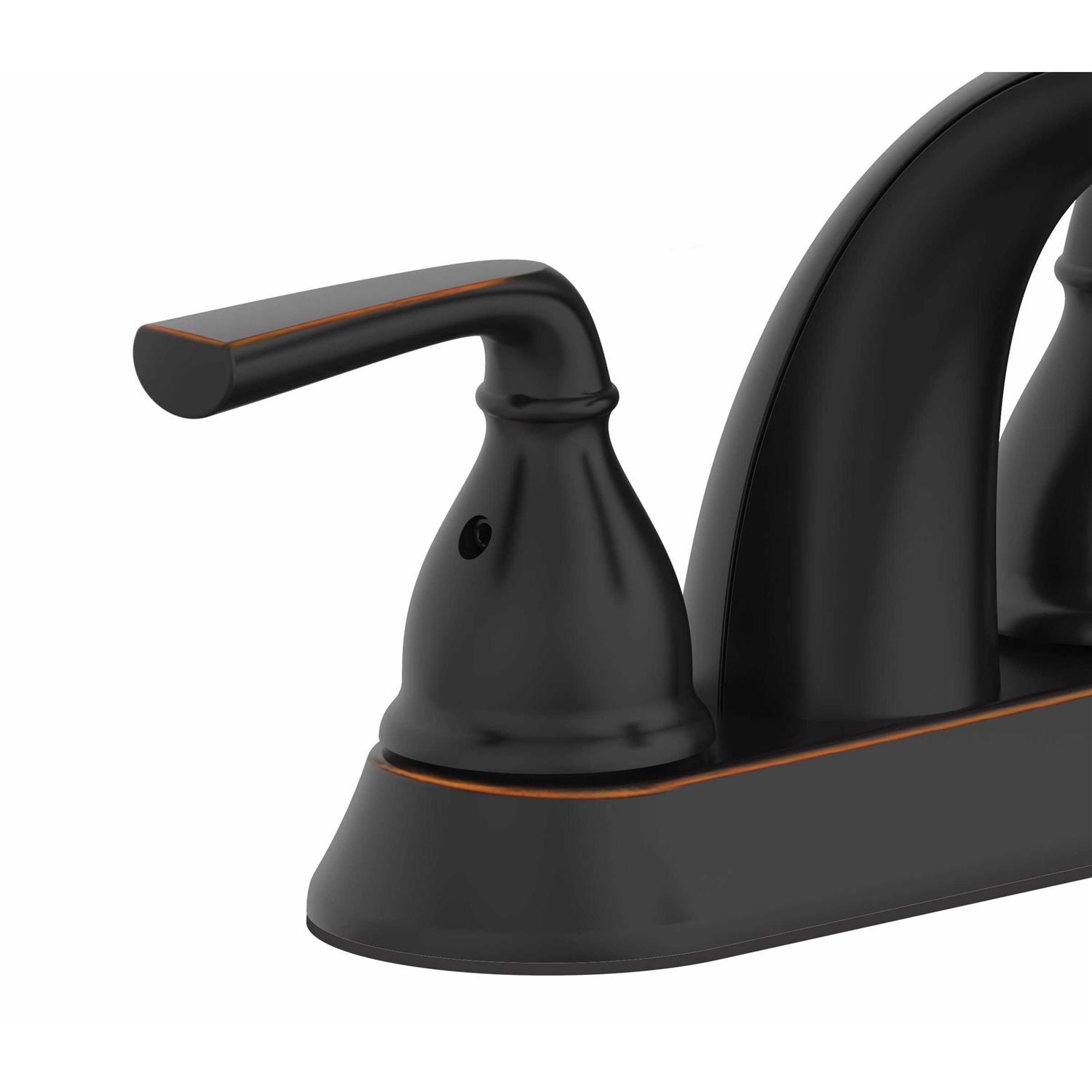 Allen + Roth Reagan Oil Rubbed Bronze 2-Handle 4-in Centerset WaterSense Bathroom Sink Faucet with Drain and Deck Plate - Cheap Fitting