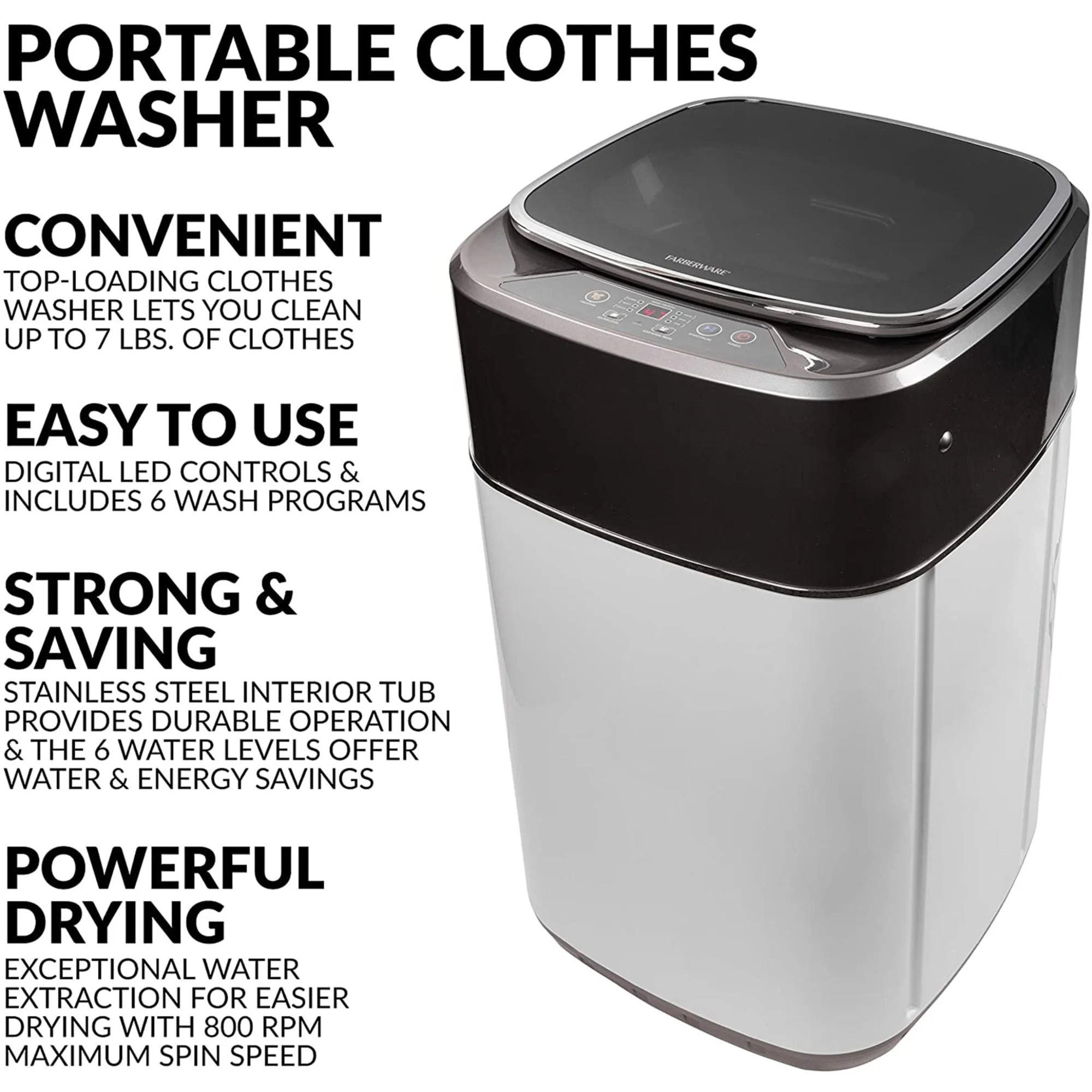 Farberware Professional FCW10BSCWHA 1.0 Cu. Ft. Clothes Washer, White, Silver - Cheap Fitting