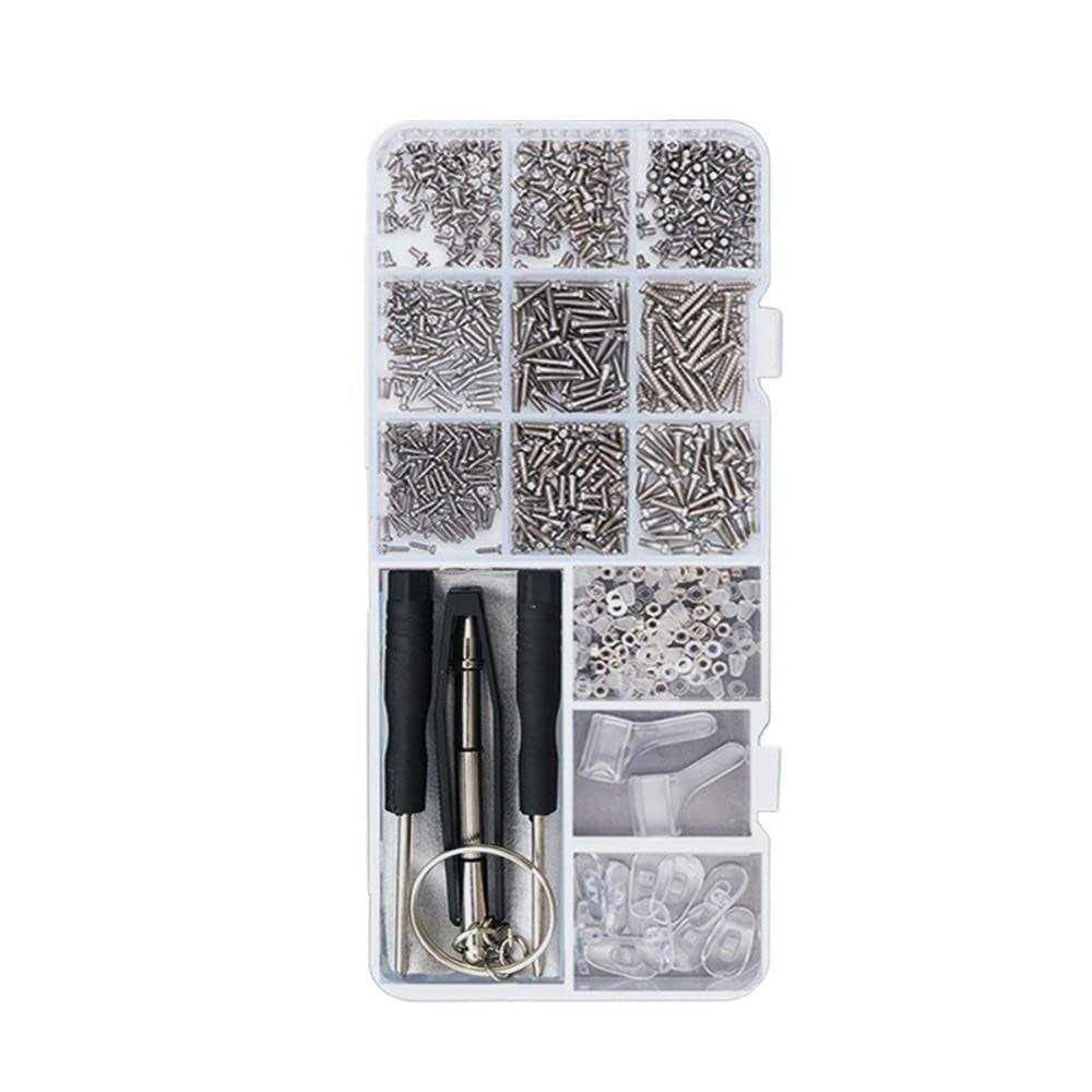 Glasses Screws Repair Kit,Eyeglass Sunglasses Screws Set Screw Nuts Nose Pads Complete Glasses Screws with Screwdriver Tweezer - Cheap Fitting
