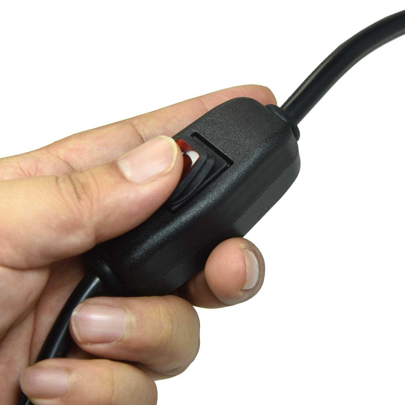 6ft 18 Gauge 3 Prong Heavy Duty Replacement Power Supply Cord Cable with Red Indicator Light Inline Switch - Cheap Fitting