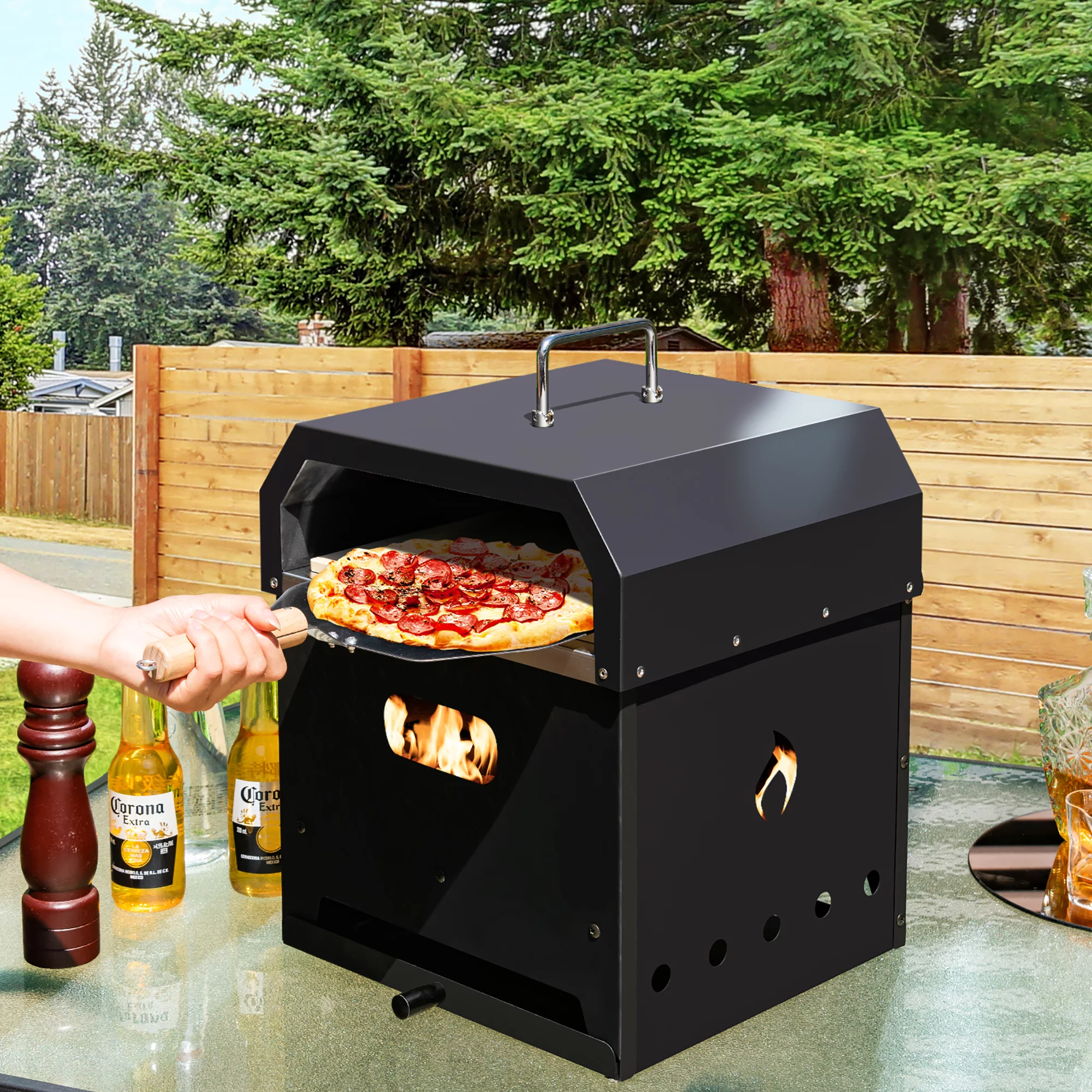 Costway 4-in-1 Multipurpose Outdoor Pizza Oven Wood Fired 2-Layer Detachable Oven - Cheap Fitting
