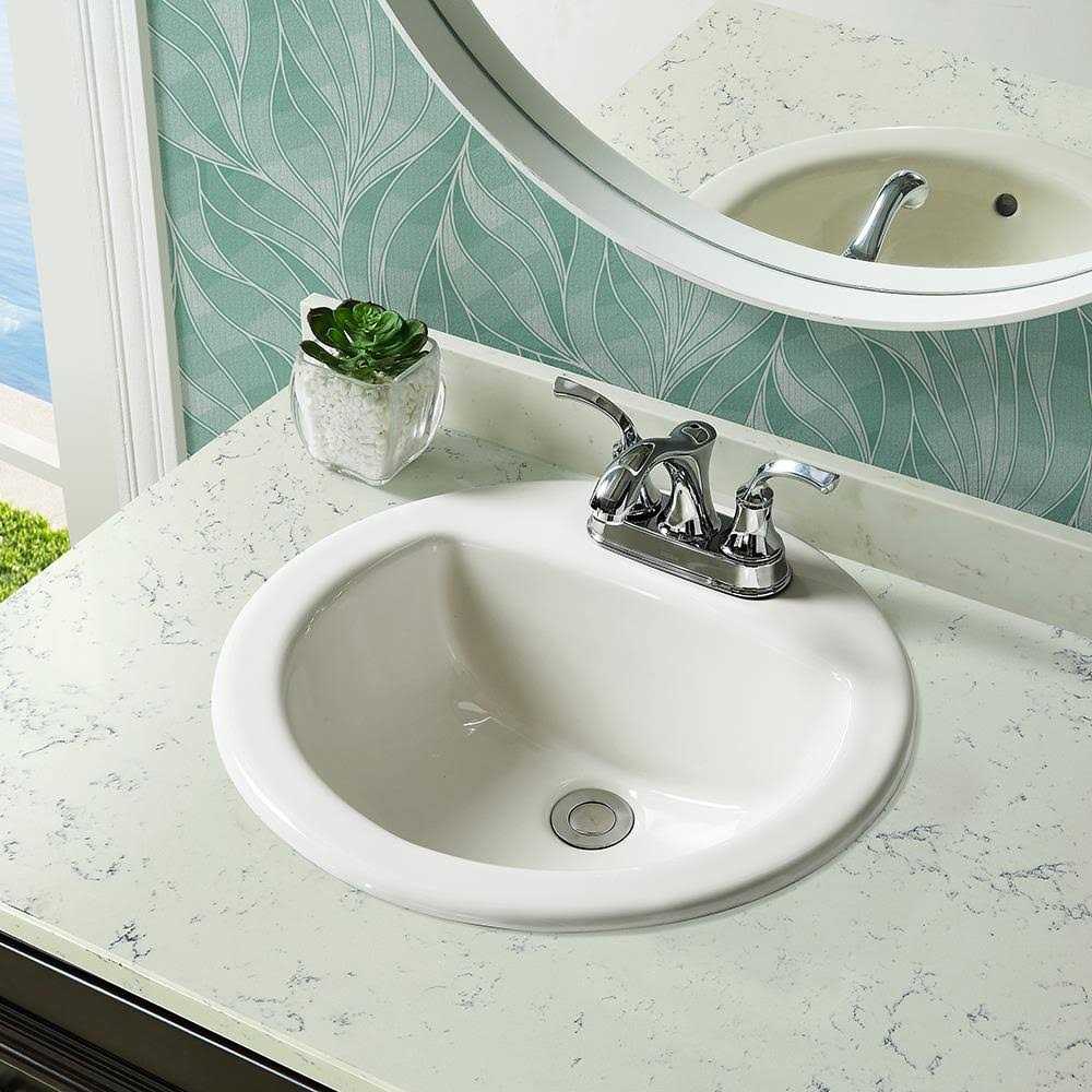 Project Source Aquasource White Drop-In Round Bathroom Sink with Overflow Drain ML-20507 - Cheap Fitting