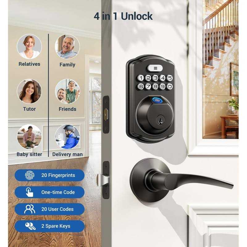 Veise Fingerprint Door Lock with 2 Lever Handles Keyless Entry Door Lock - Cheap Fitting