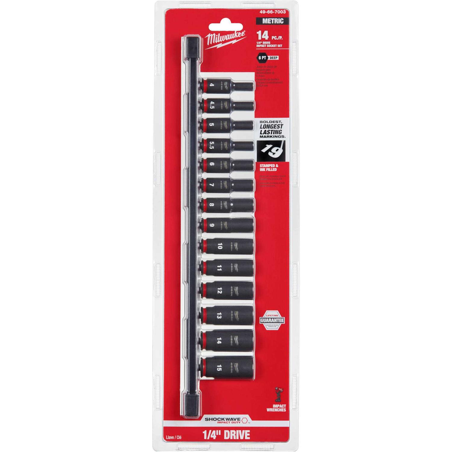 Milwaukee 49-66-7003 14PC SHOCKWAVE Impact Duty Metric Deep 6 Point Socket Set - Cheap Fitting