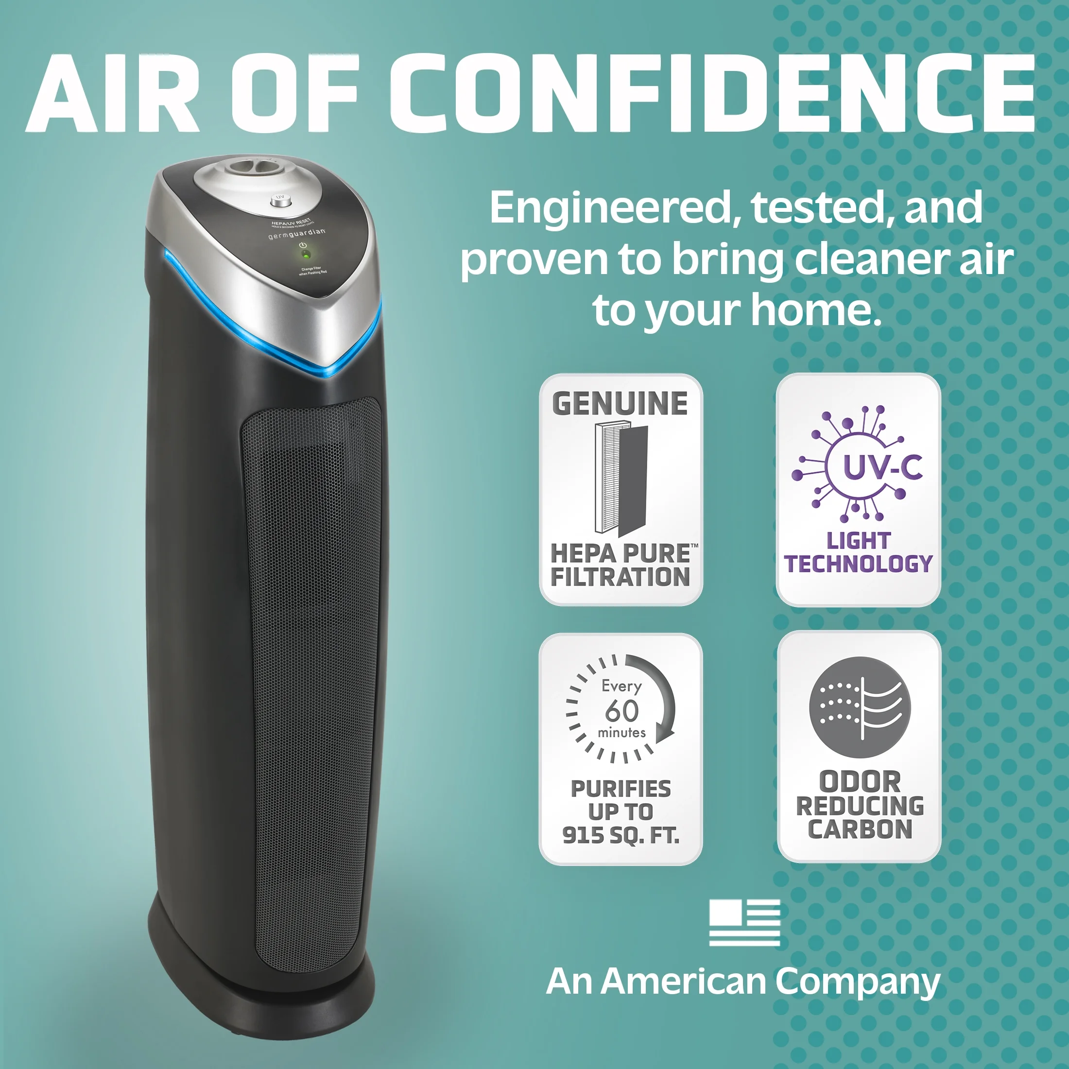 GermGuardian Air Purifier with HEPA Filter, UV-C, Removes Odors, Mold, 915 Sq. ft. AC5000E, Black - Cheap Fitting