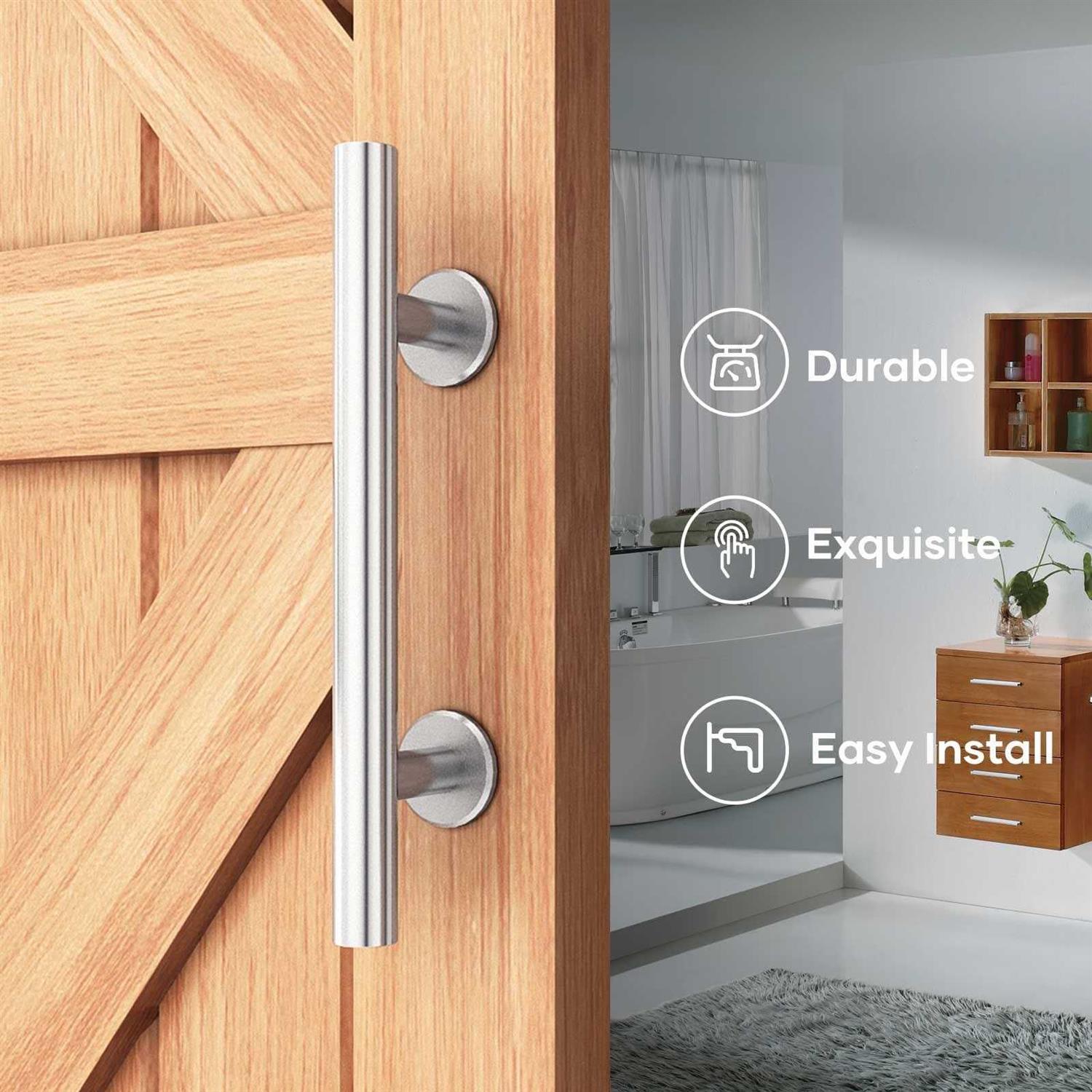 Easelife 12 Stainless Steel Sliding Barn Door Handles And Pulls Flush Hardware Set,Double Sided,Brushed Finish,Anti-Rust Anti-Co - Cheap Fitting