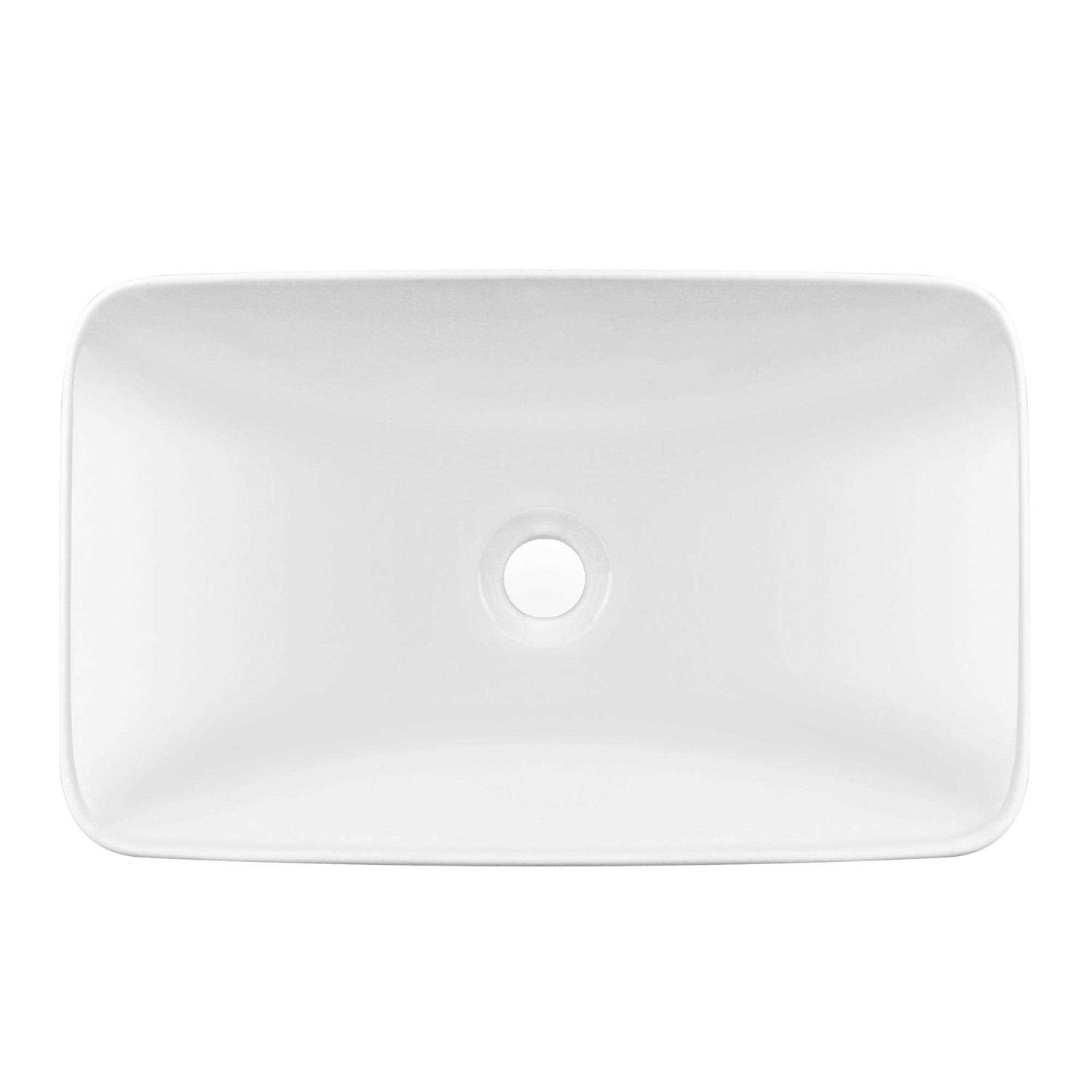 DeerValley Dv-1v0047 Ally 19” x 12” White Rectangular Ceramic Semi-Recessed Vessel Bathroom Sink - Cheap Fitting