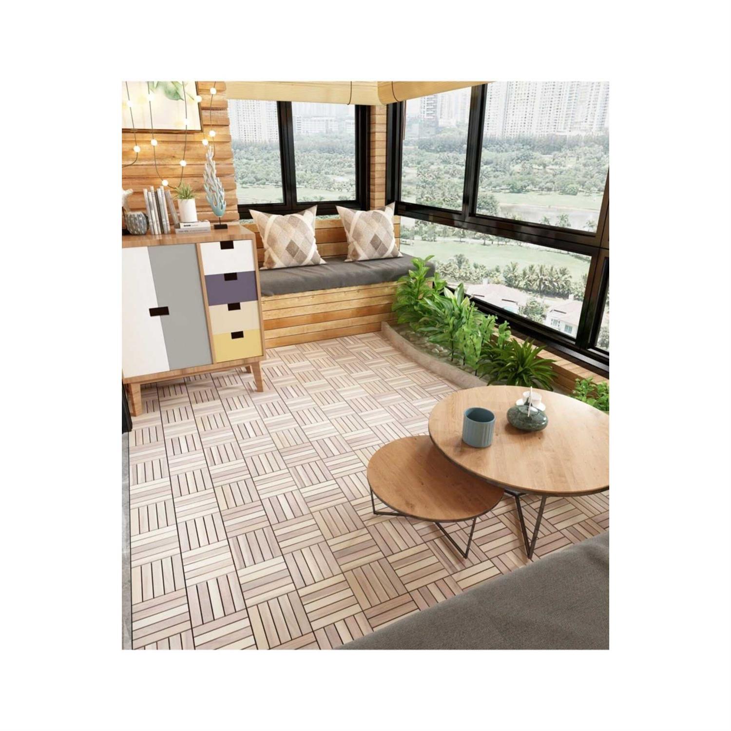 Interbuild 1 ft. x 1 ft. Interlocking Solid Hardwood Acacia Deck Tile - Cheap Fitting