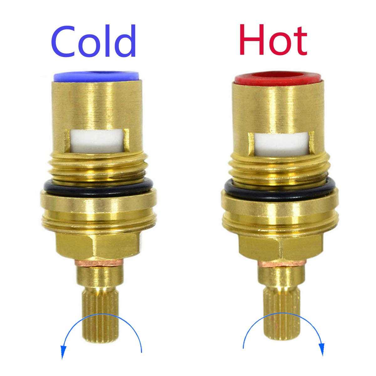 Huashan Replacement Brass Ceramic Disc Stem Cartridge Faucet Valve Quarter Turn 1/2 x 53mm x 12mm spline length 20 teeth - Cheap Fitting