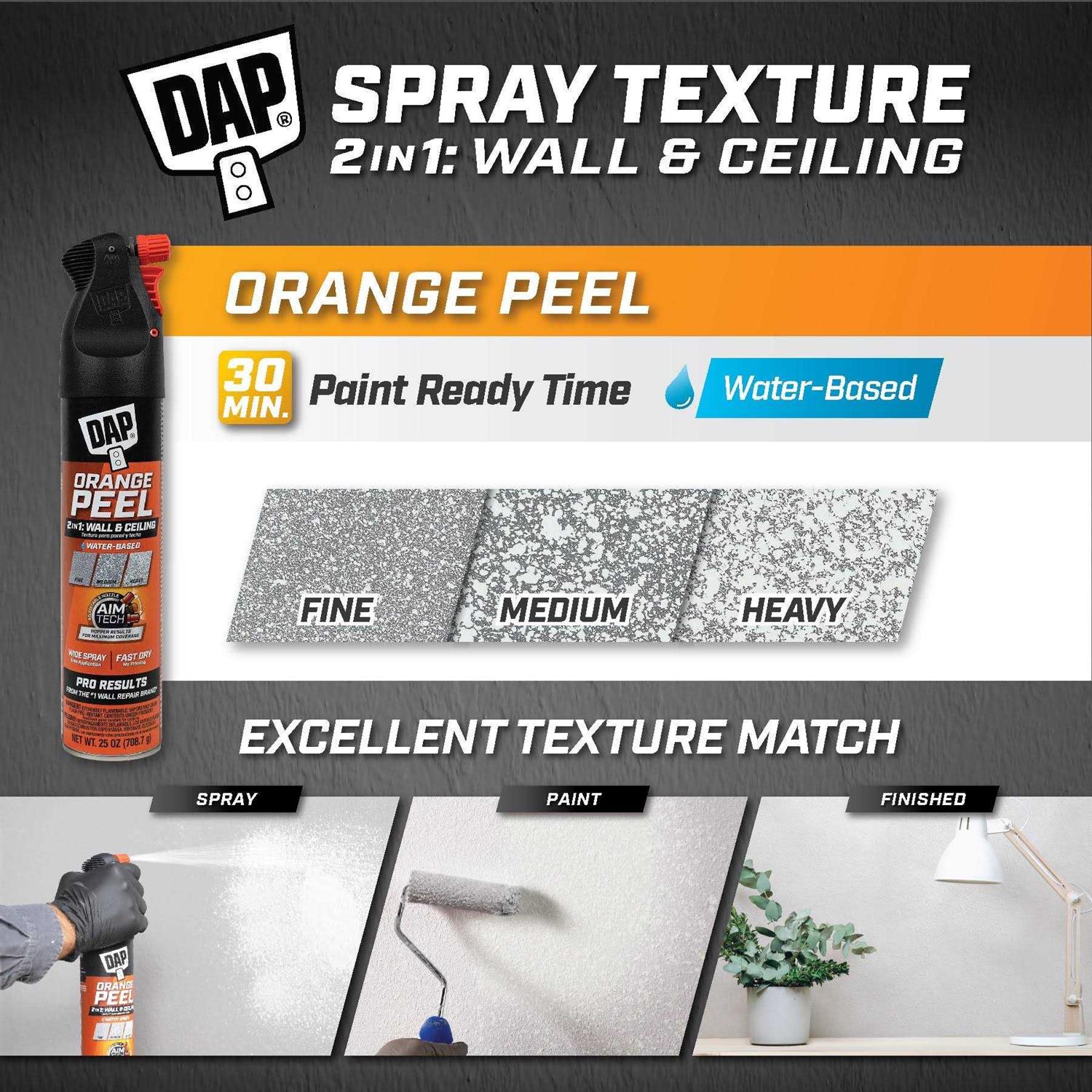 DAP Orange Peel Spray Texture White 25 oz - Cheap Fitting