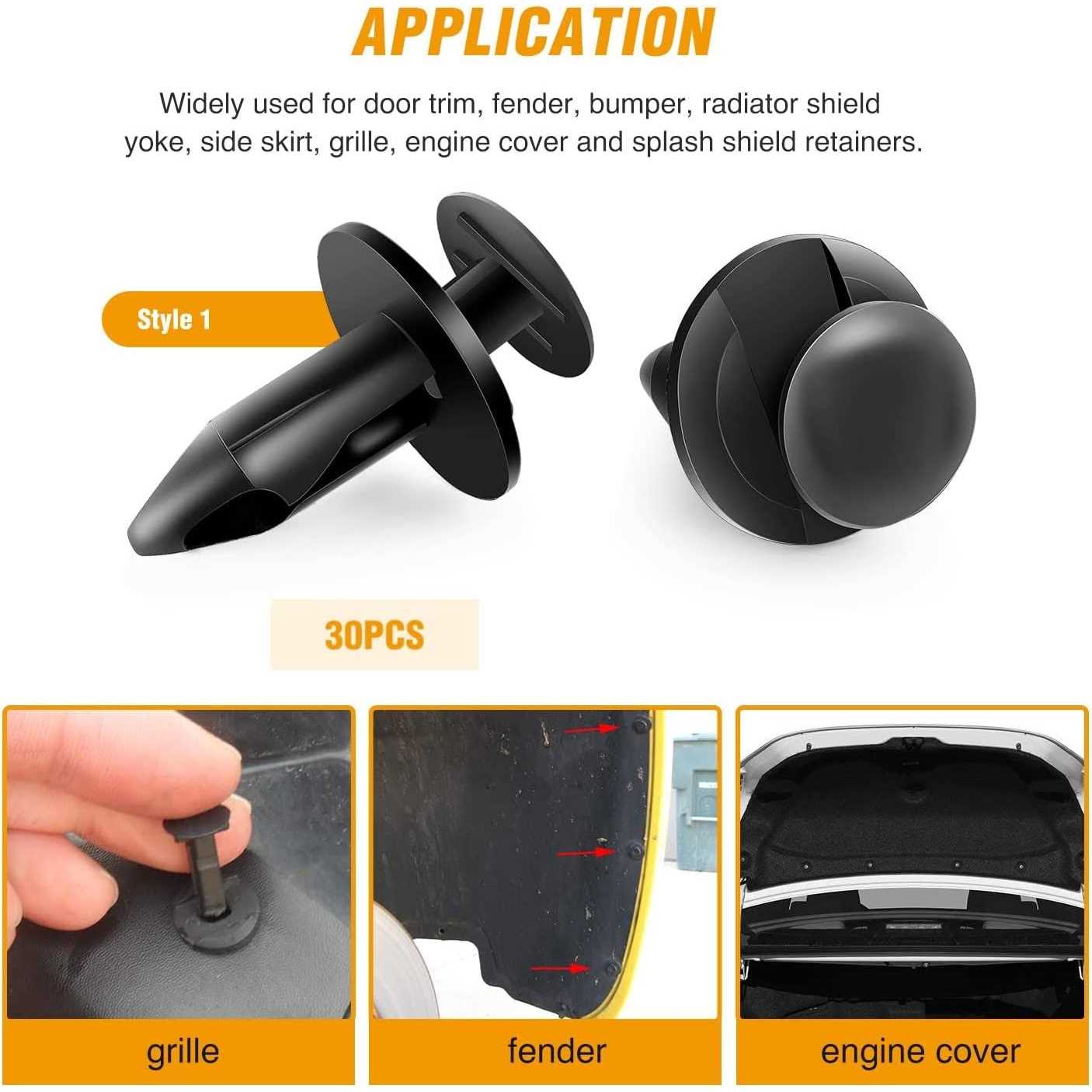 Nilight 121 Pcs Hole 6mm 6.4mm 8.5mm 10mm Fender Flare Rocker Moulding Clip for Jeep Wrangler Chrysler Ford GMC - Cheap Fitting