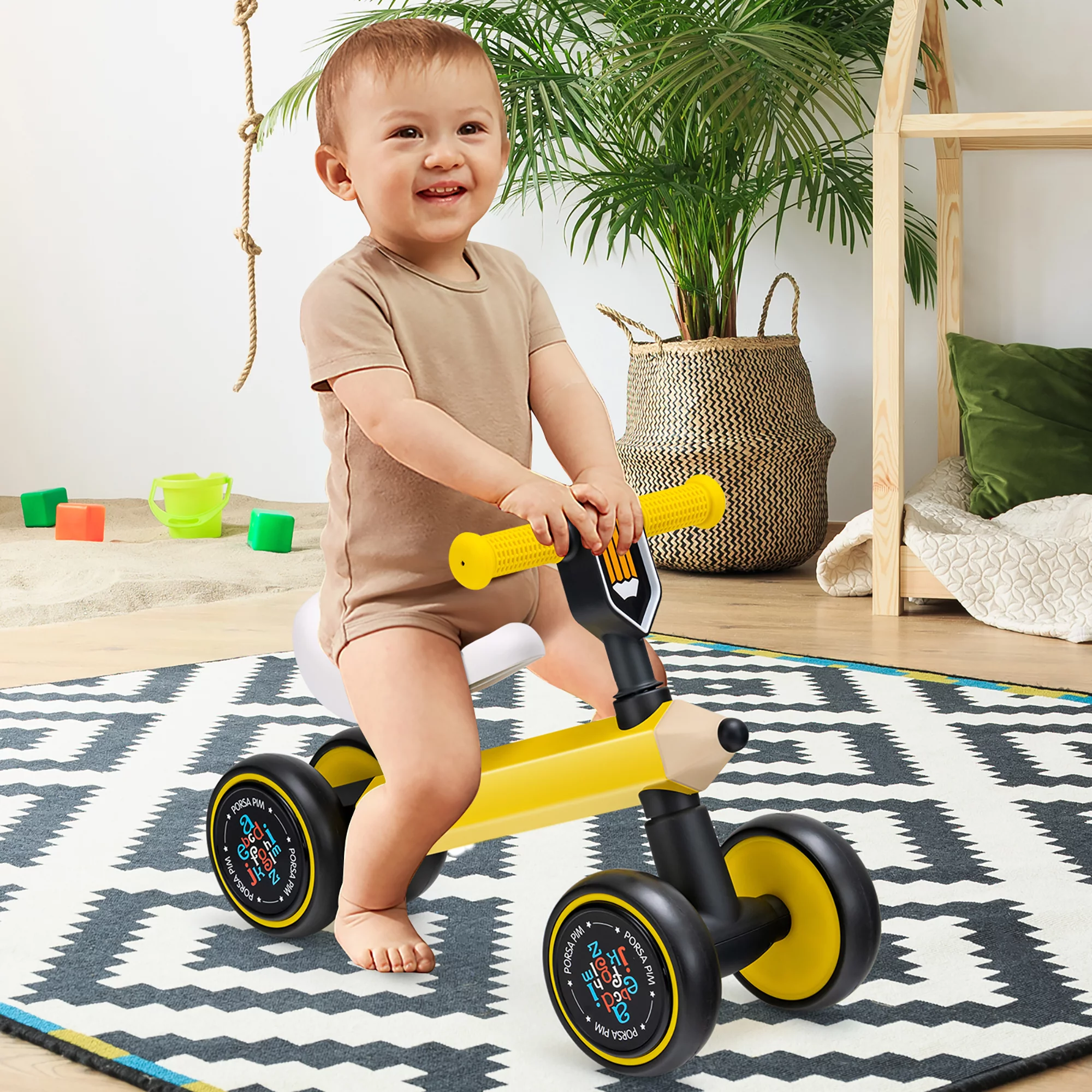 Costway Baby Balance Bike for 1-3 Years Old Riding Toy No Pedal for Boys & Girls Yellow - Cheap Fitting