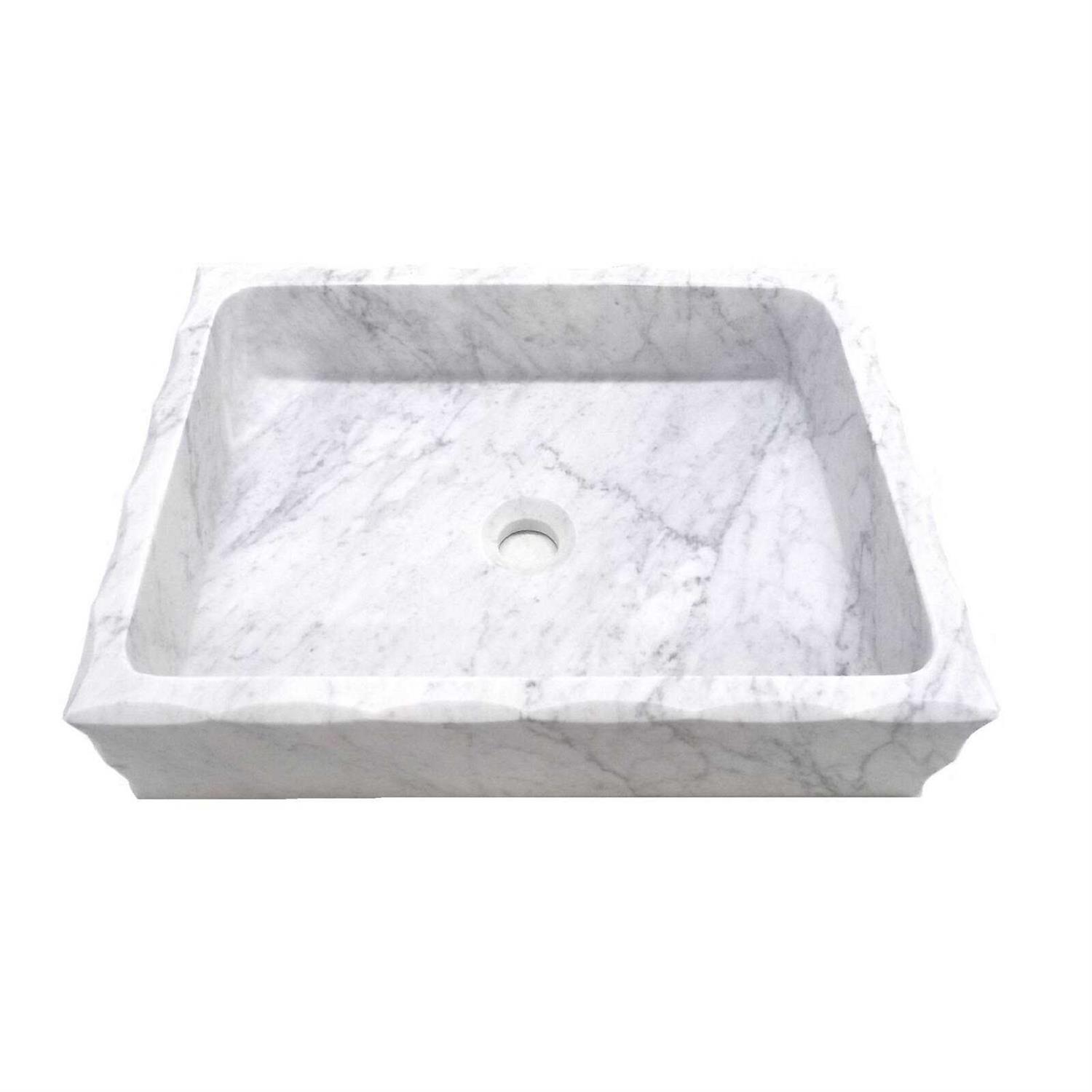 Eden Bath Antique Rectangular Carrara Marble Vessel Sink Honed EB_S037CW-H - Cheap Fitting
