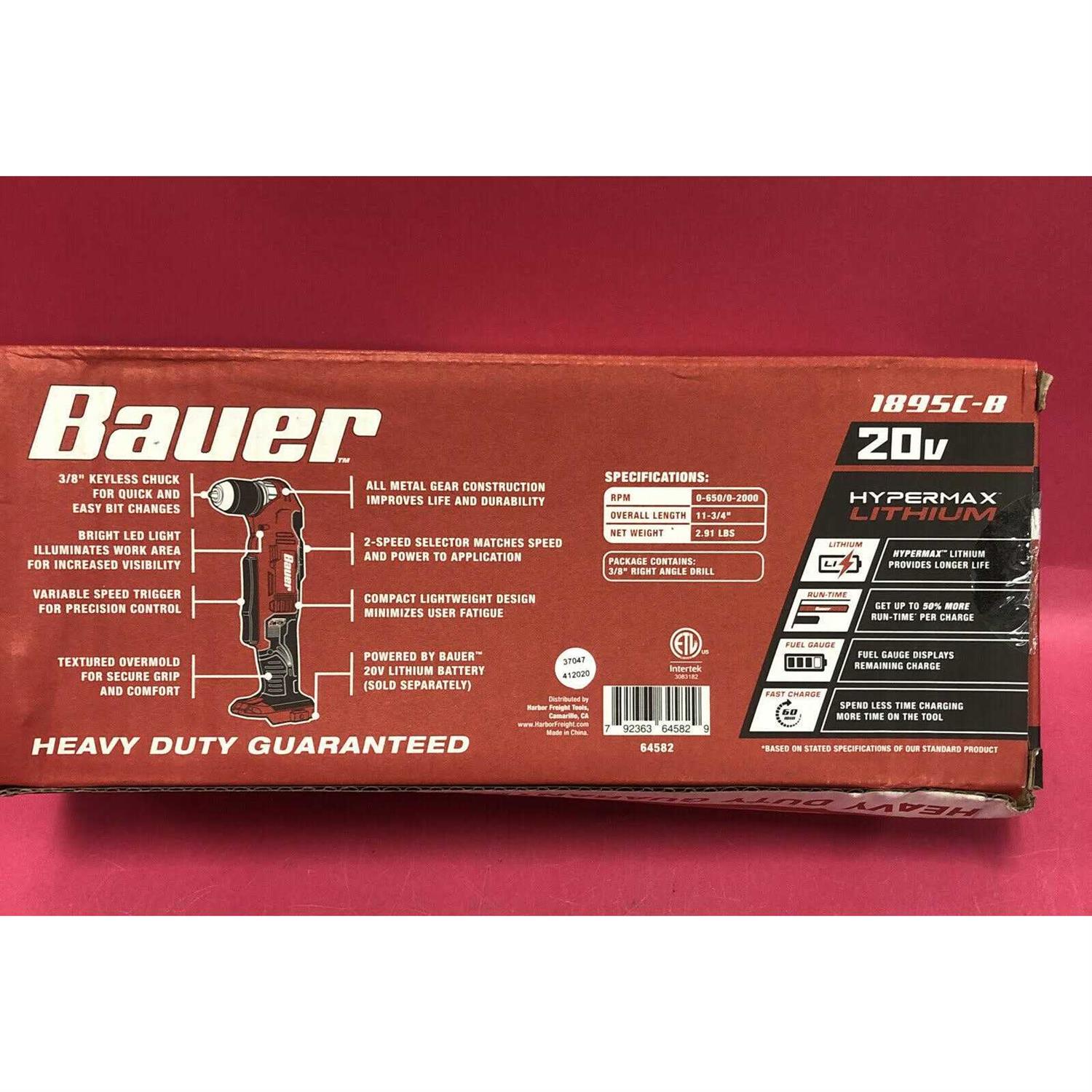 Bauer 1895c-b 20V HyperMax Lithium 3/8” Right Angle Drill Tool Only - Cheap Fitting