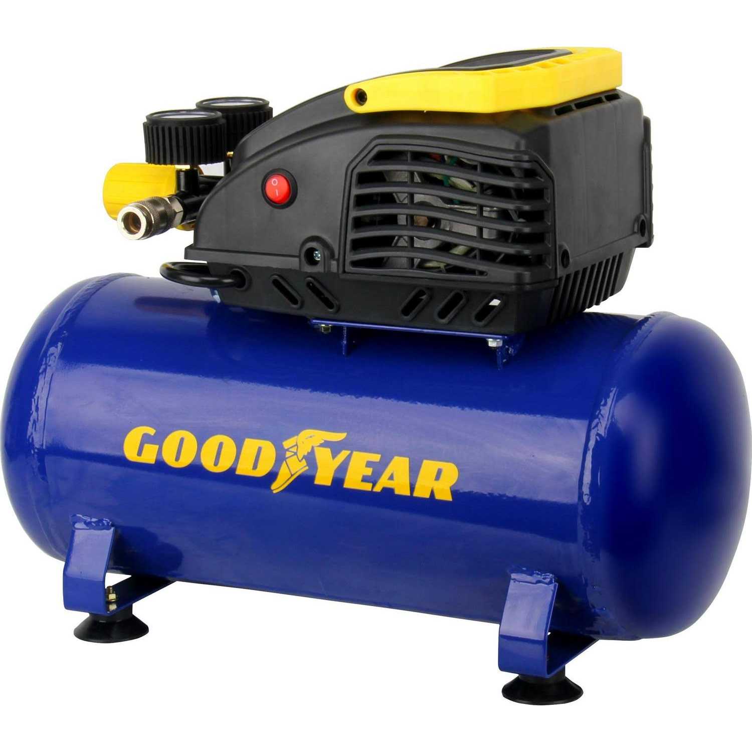 Goodyear 3 Gallon Horizontal Air Compressors. 135 Max Psi. Long Lasting Induction Motor - Cheap Fitting