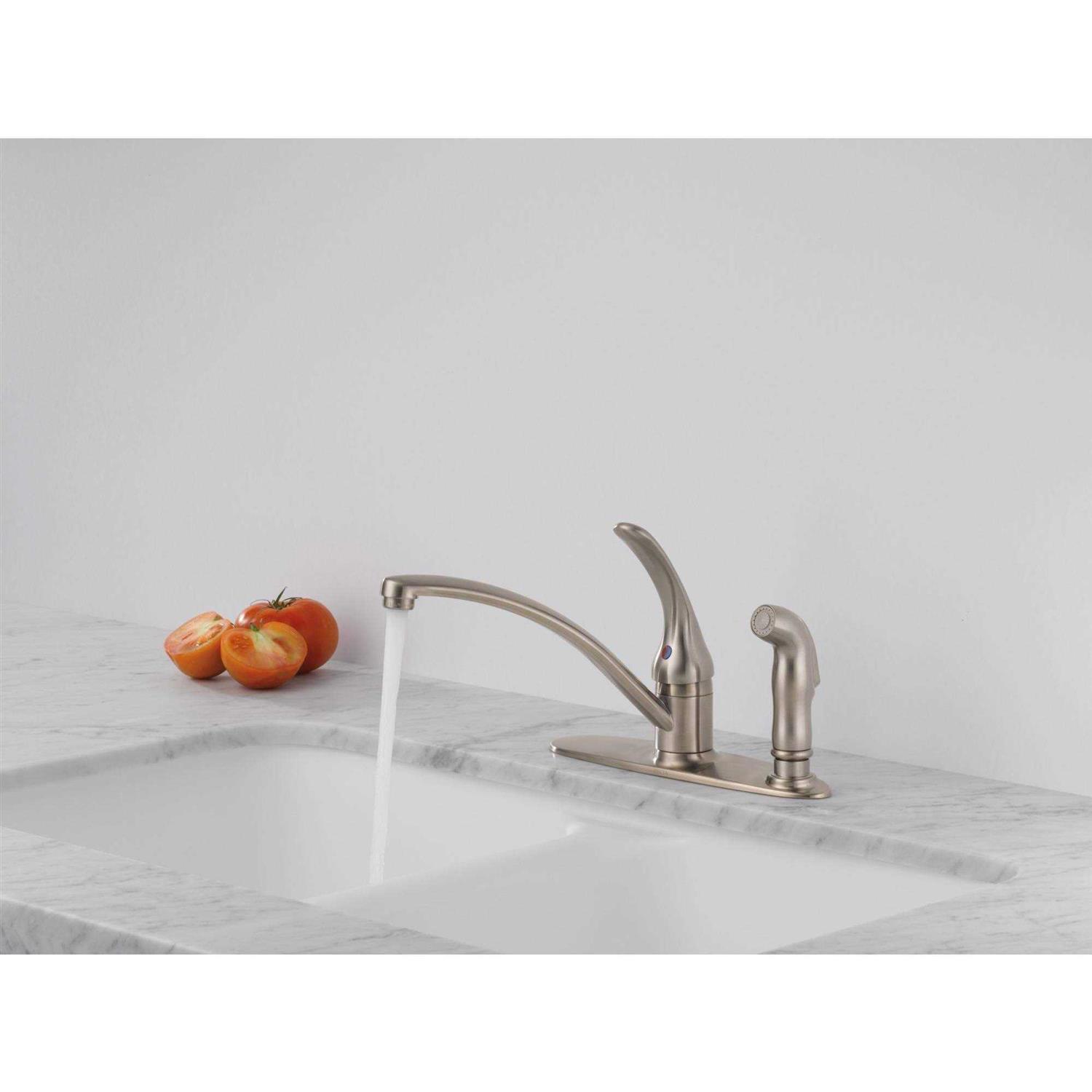 Delta Foundations Single Handle Kitchen Faucet with Integral Spray B3310LF - Cheap Fitting