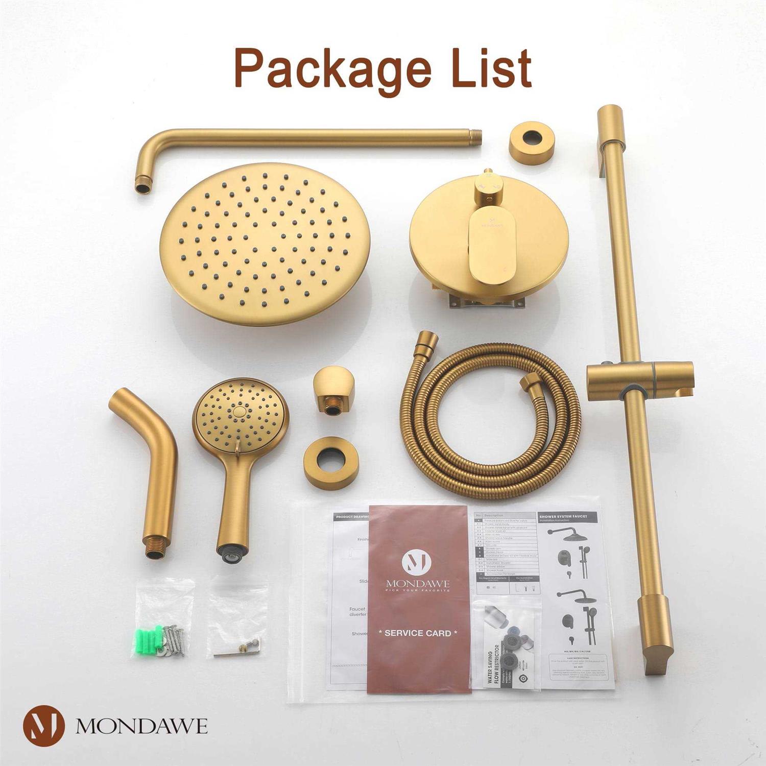 mondawe MD-A3816-BG3 Retro Complete Shower System with Rough-in Valve Finish - Cheap Fitting