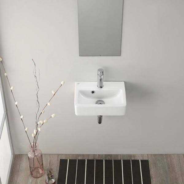 Nameeks 001400-U-One Hole Mini 14-3/4 inch Ceramic Wall Mounted/Vessel Bathroom Sink - Cheap Fitting