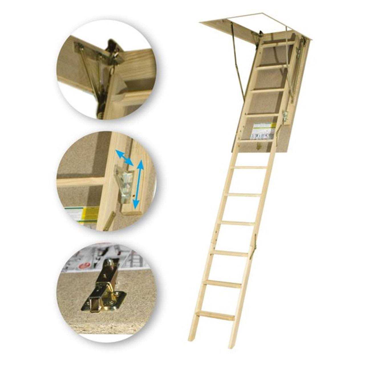Werner 10.2 ft. H x 22.5 In. W Wood Attic Ladder Type 1 250 lb. Capacity - Cheap Fitting