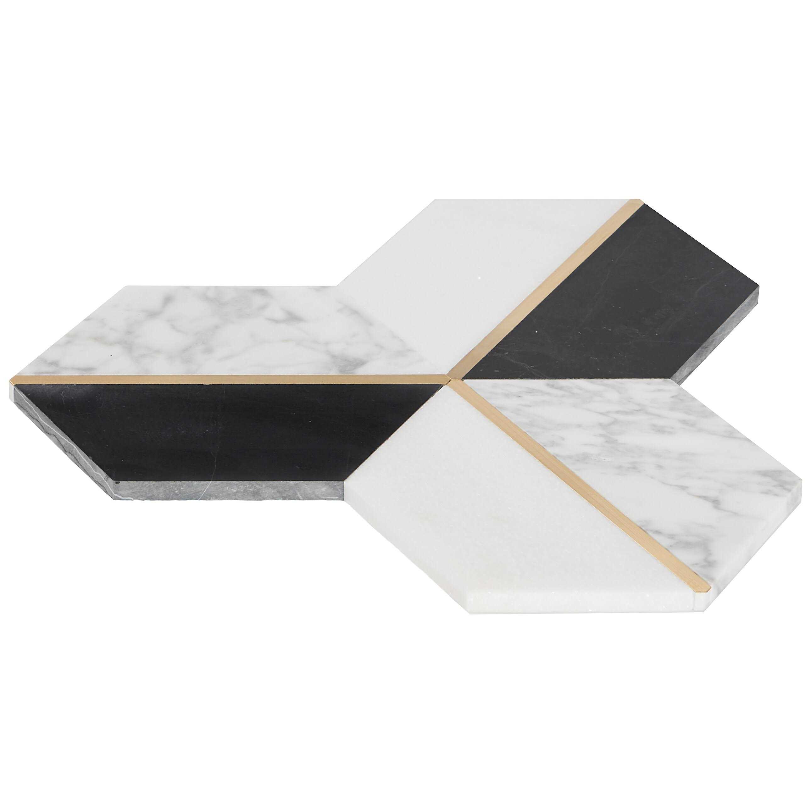 Ivy Hill Tile Timbira Polished Marble and Brass Wall Mosaic Tile - Cheap Fitting
