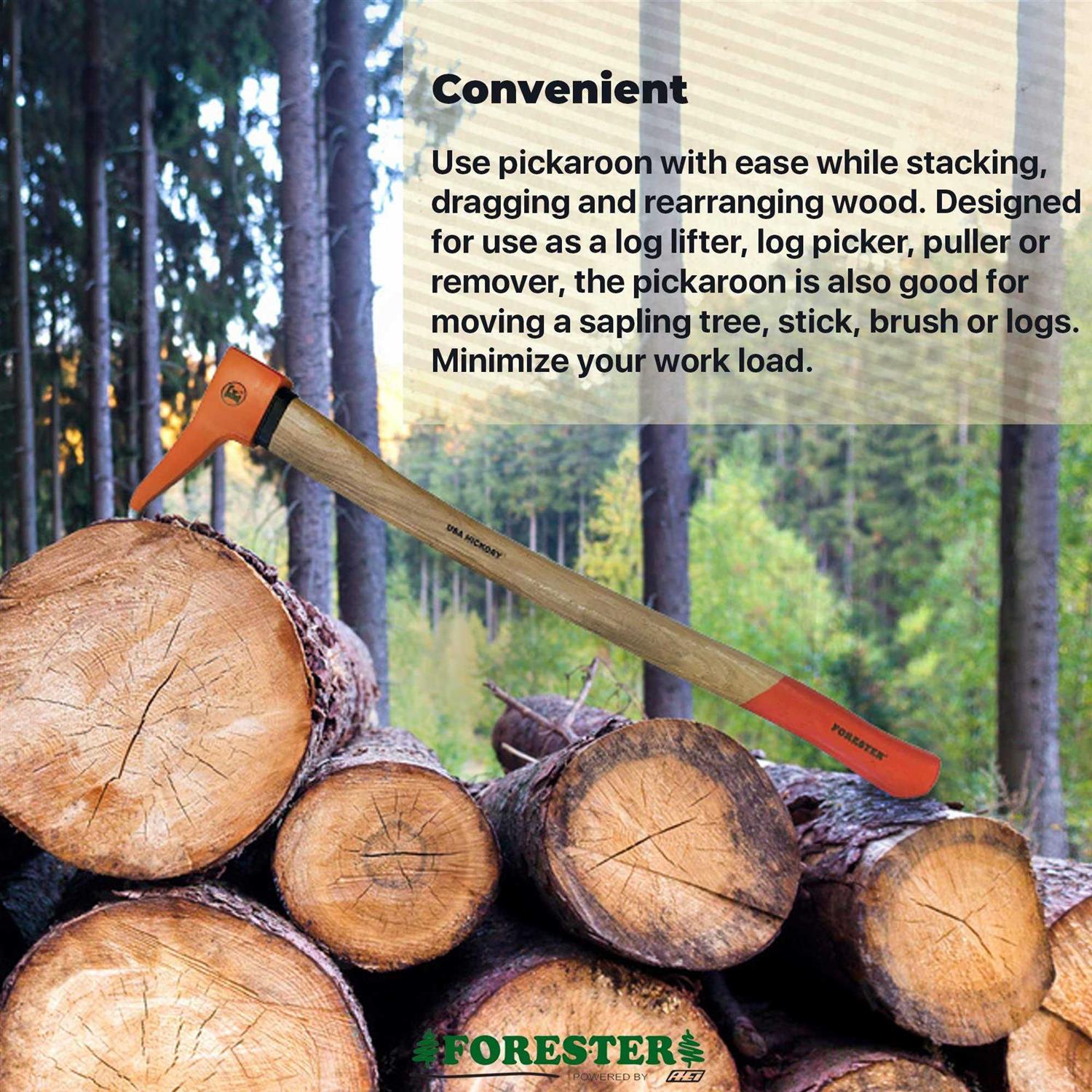 Forester Hookaroon Pickaroon Logging Tool USA Hickory Handle Forged Steel Forestry Tools Log Hook for Lifting Wood Firewood Kindling - Cheap Fitting