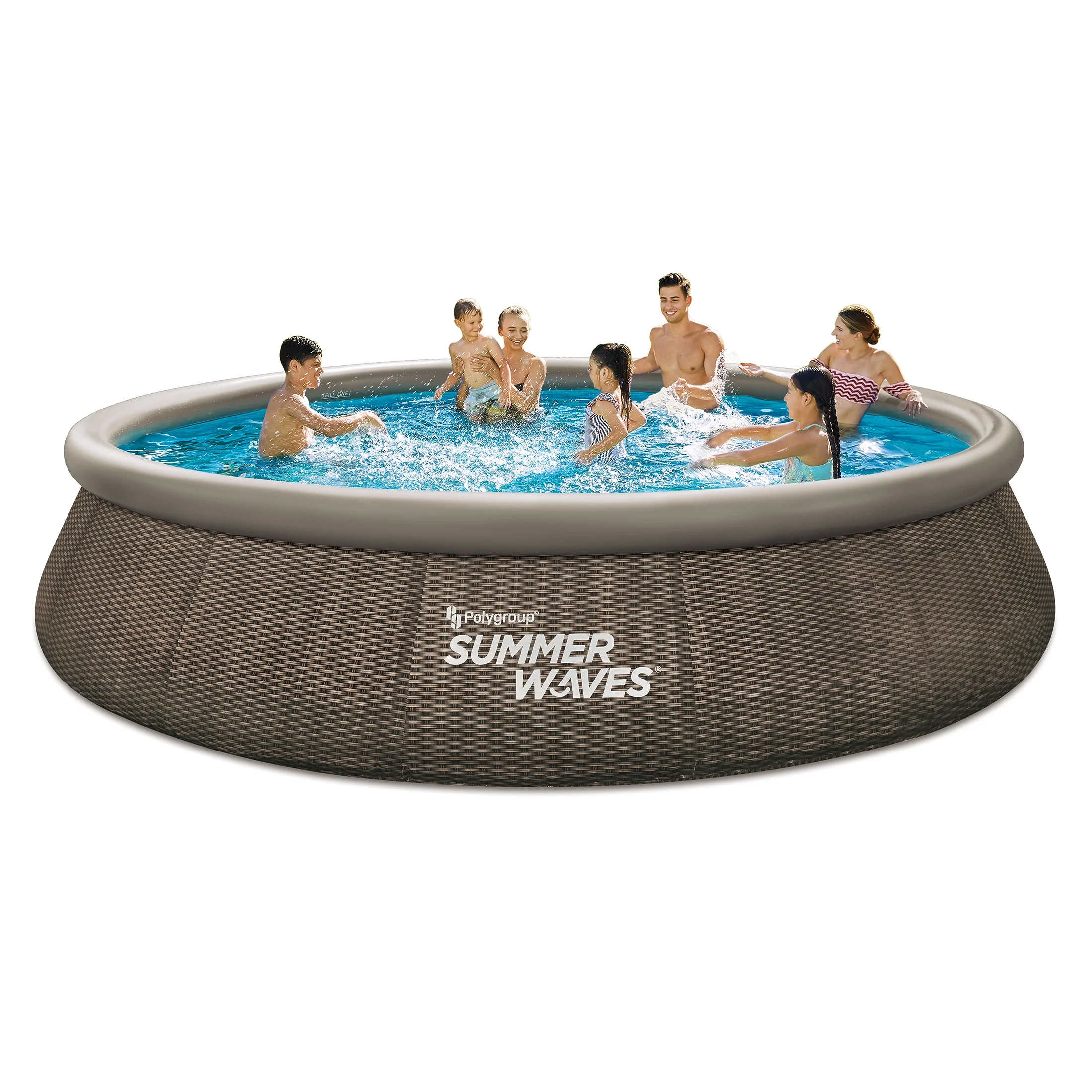 Summer Waves 15 ft Dark Double Rattan Quick Set Pool, Round, Ages 6+, Unisex - Cheap Fitting