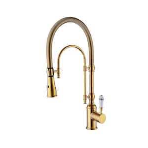 WOWOW Single Handle Deck Mount Gooseneck Pull Down Sprayer Kitchen Faucet - Cheap Fitting