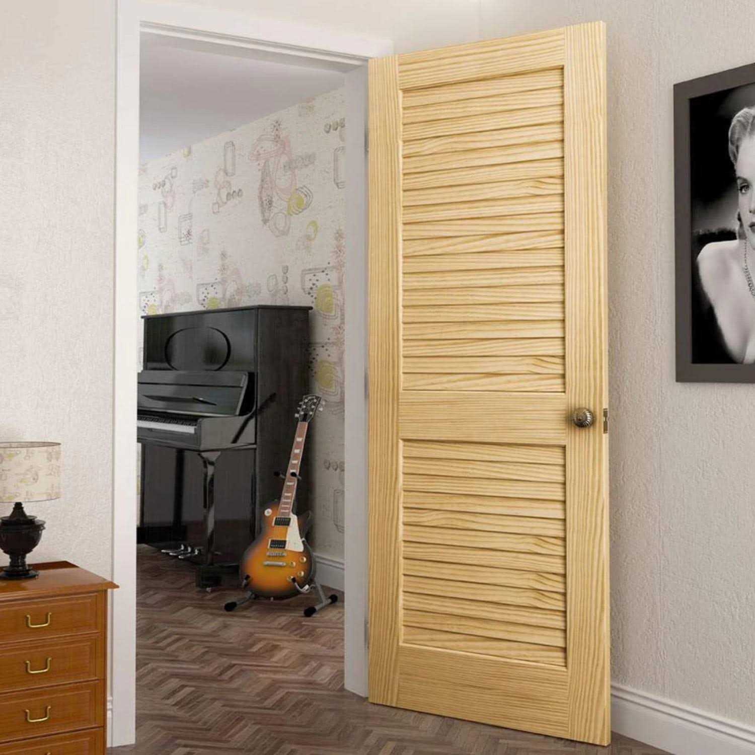 Kimberly Bay Louvered Solid Wood Primed Standard Door - Cheap Fitting