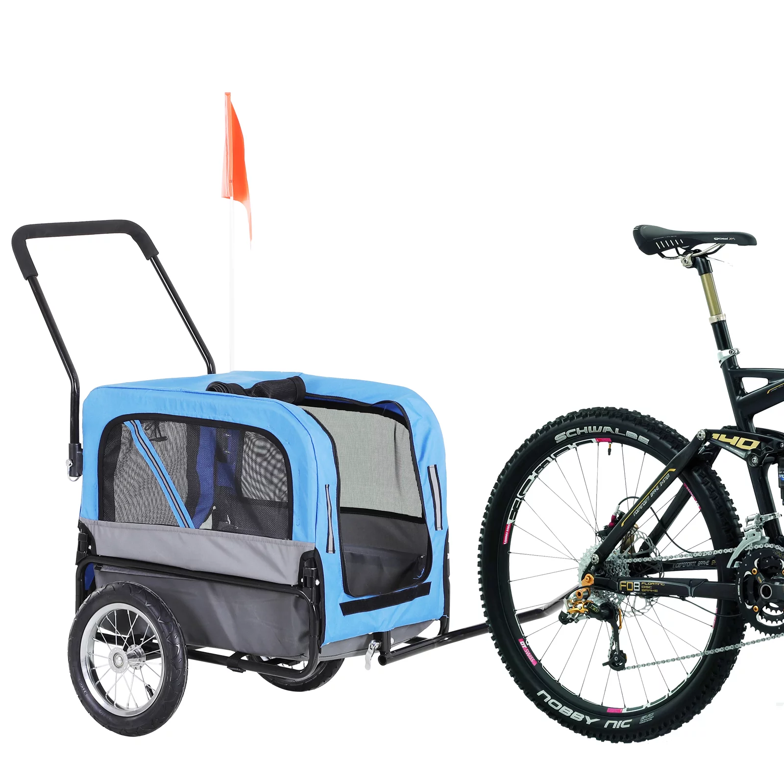 Aosom Elite-Jr 2-In-1 Dog Pet Bicycle Trailer, Jogging Stroller with 360-Degree Swivel Wheels & Large Easy Entry, Blue - Cheap Fitting