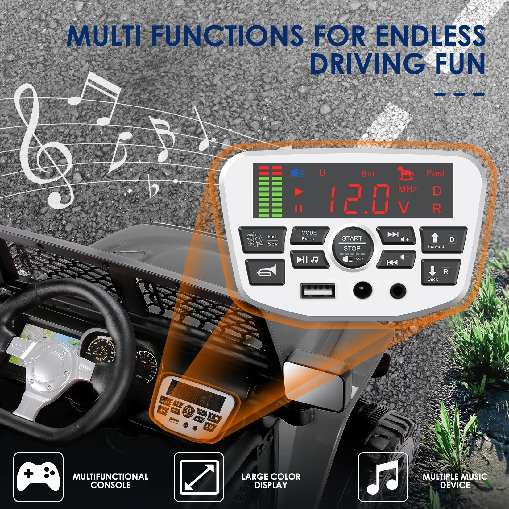 Funcid 12V 7AH Kids Powered Ride on Truck Car with Parent Remote Control, Bluetooth Music, Spring Suspension, LED Lights - Pink - Cheap Fitting