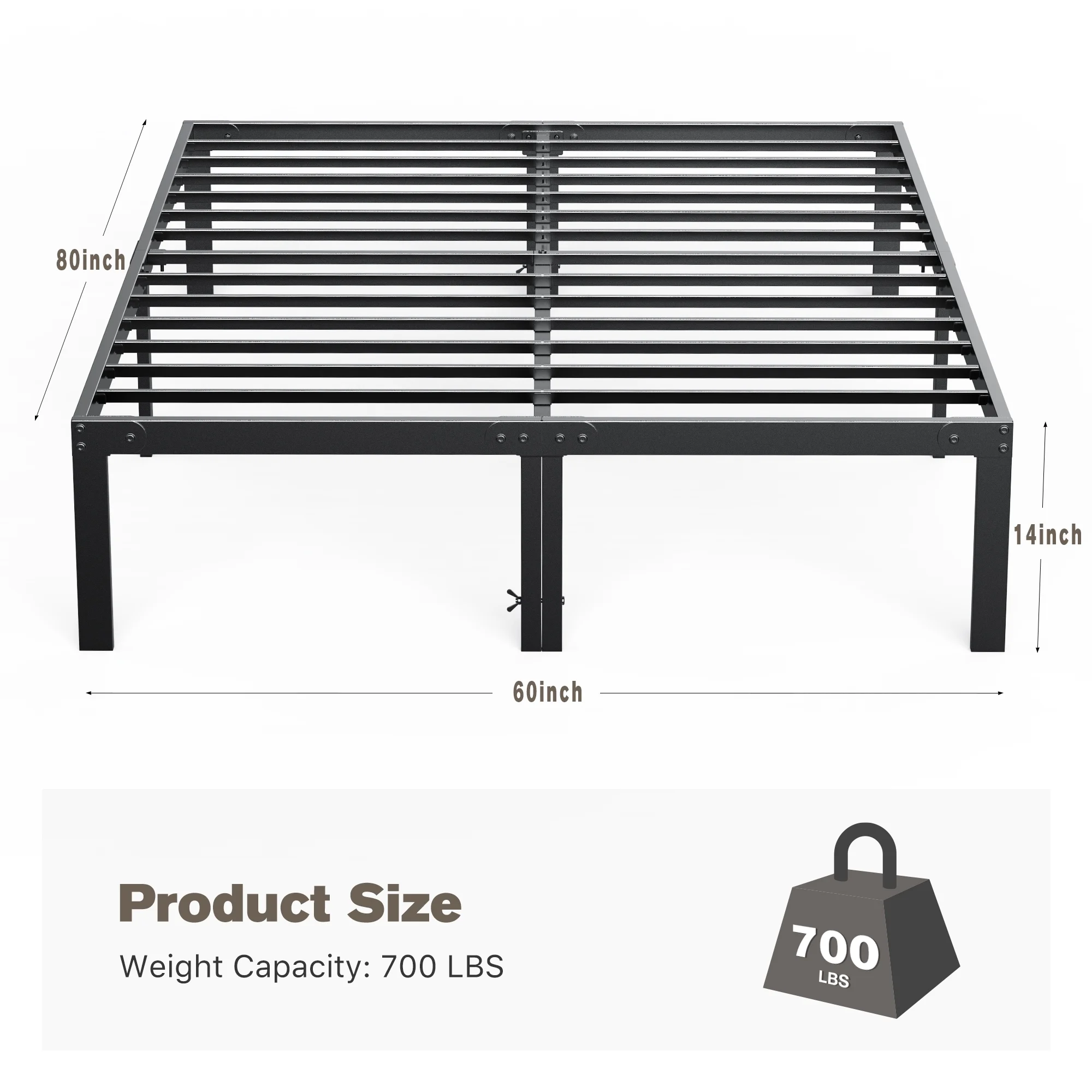 Queen Platform Bed Frame with Ample Storage Space, Sturdy Steel Slat Support, Heavy-Duty Construction, 14-Inch Height, No Box Spring Required - Cheap Fitting